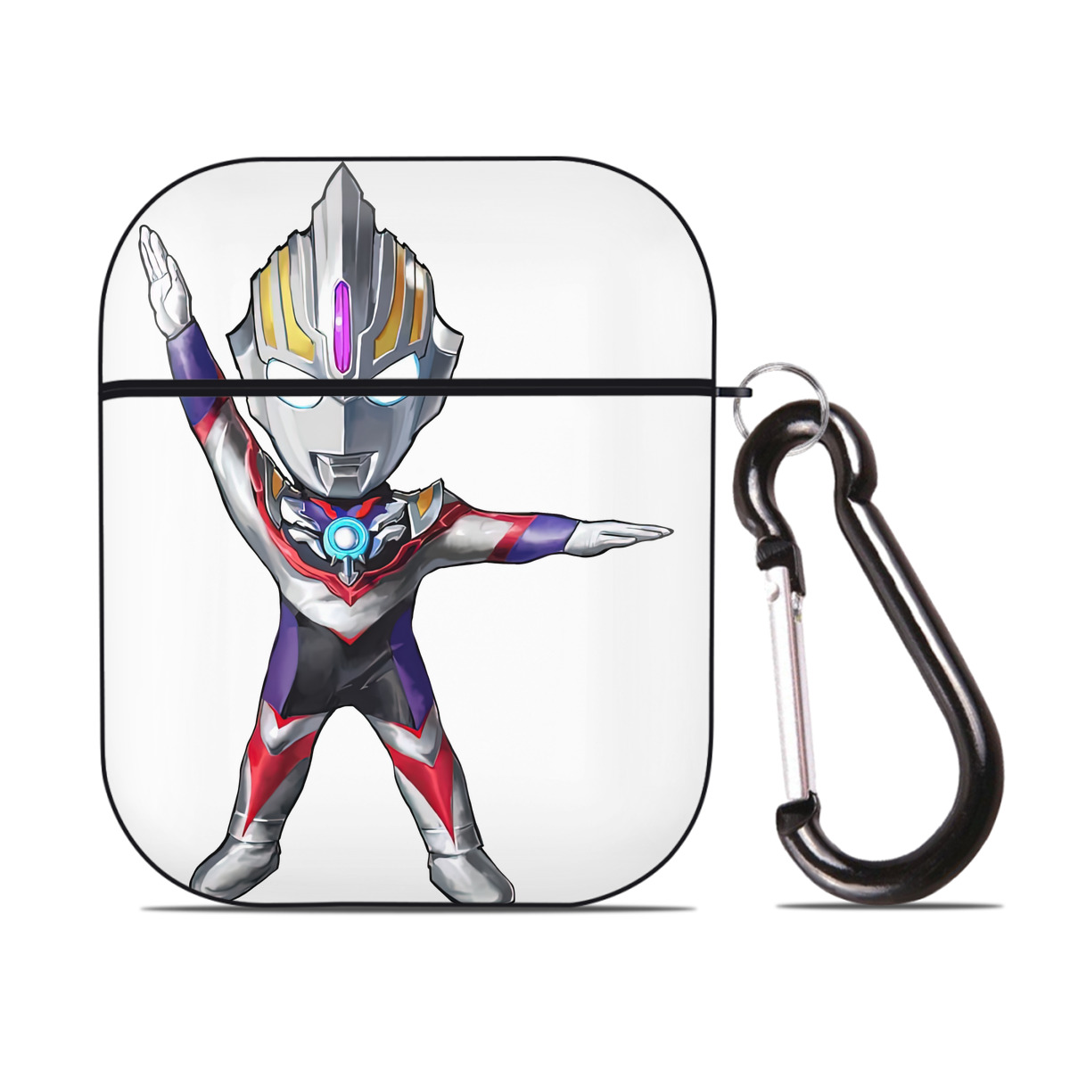 （画像用） ウルトラマン Ultraman AirPods 第2世代保護ケース ハードシェル ブラック 耐衝撃・防指紋・カラビナ付き