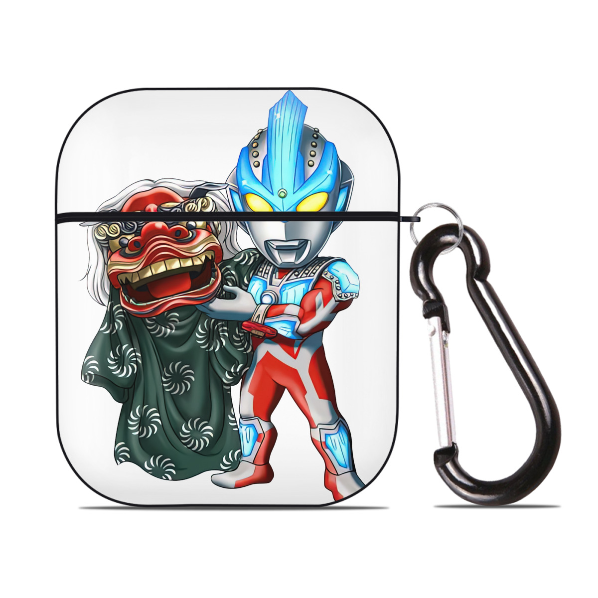 （画像用） ウルトラマン Ultraman AirPods 第2世代保護ケース ハードシェル ブラック 耐衝撃・防指紋・カラビナ付き