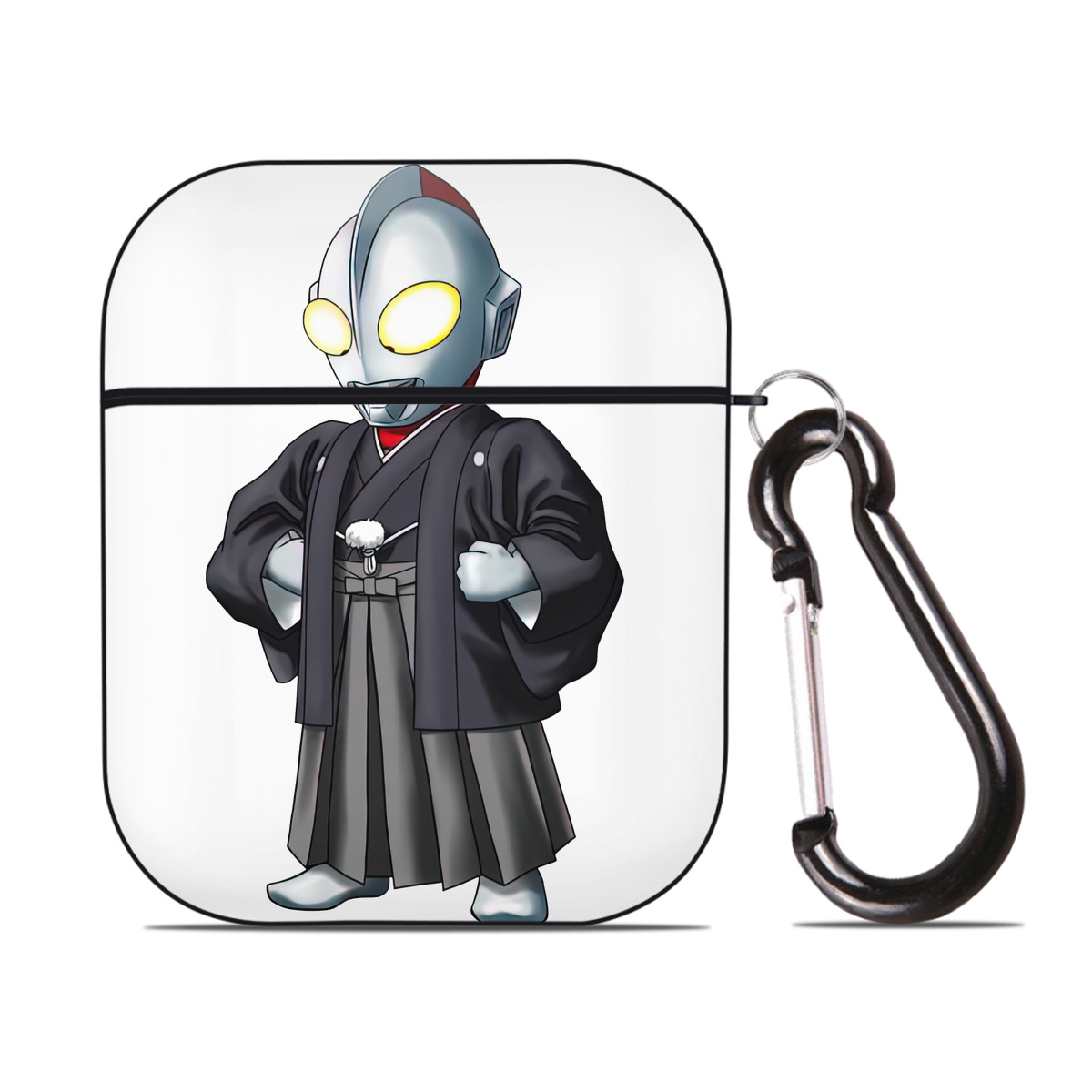 （画像用） ウルトラマン Ultraman AirPods 第2世代保護ケース ハードシェル ブラック 耐衝撃・防指紋・カラビナ付き