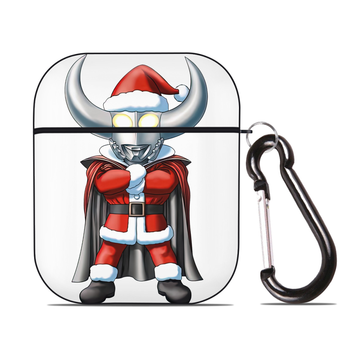 （画像用） ウルトラマン Ultraman AirPods 第2世代保護ケース ハードシェル ブラック 耐衝撃・防指紋・カラビナ付き