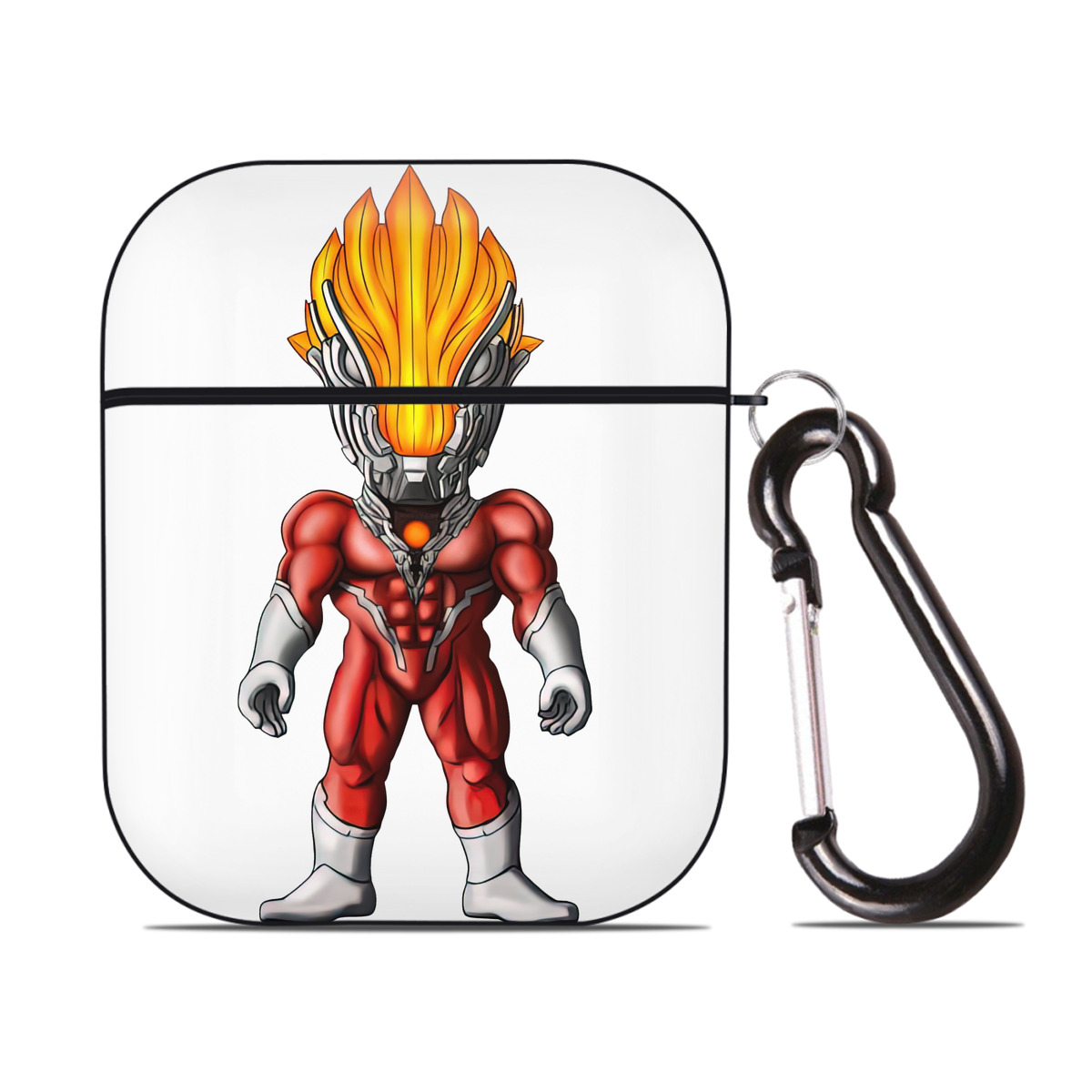 （画像用） ウルトラマン Ultraman AirPods 第2世代保護ケース ハードシェル ブラック 耐衝撃・防指紋・カラビナ付き