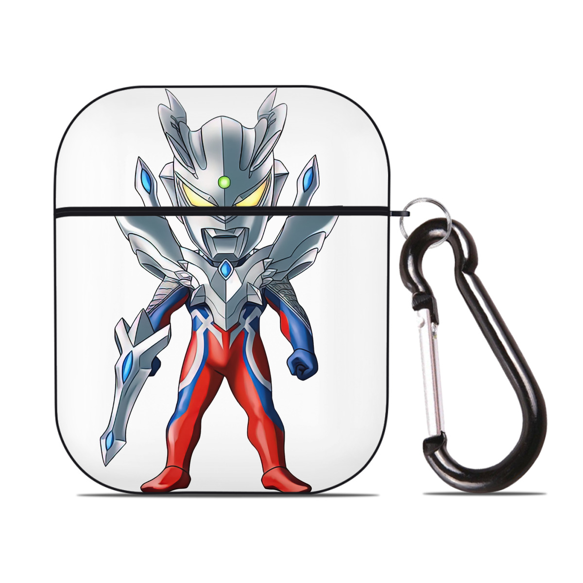（画像用） ウルトラマン Ultraman AirPods 第2世代保護ケース ハードシェル ブラック 耐衝撃・防指紋・カラビナ付き