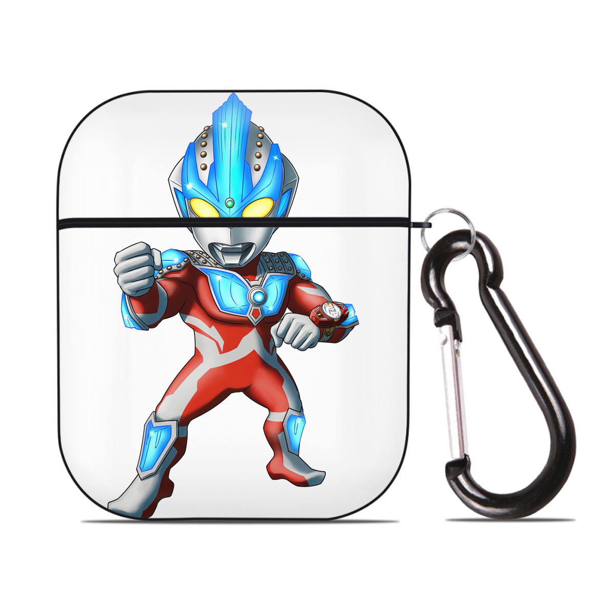 （画像用） ウルトラマン Ultraman AirPods 第2世代保護ケース ハードシェル ブラック 耐衝撃・防指紋・カラビナ付き