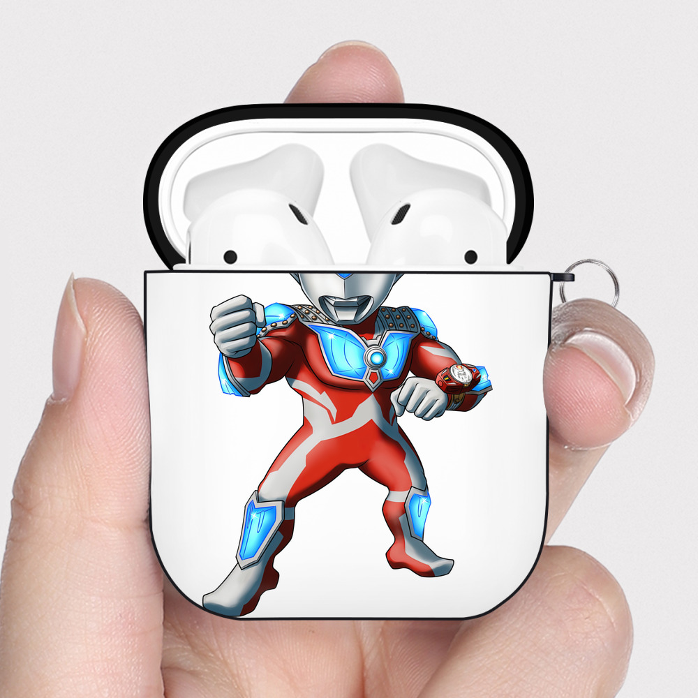 （画像用） ウルトラマン Ultraman AirPods 第2世代保護ケース ハードシェル ブラック 耐衝撃・防指紋・カラビナ付き