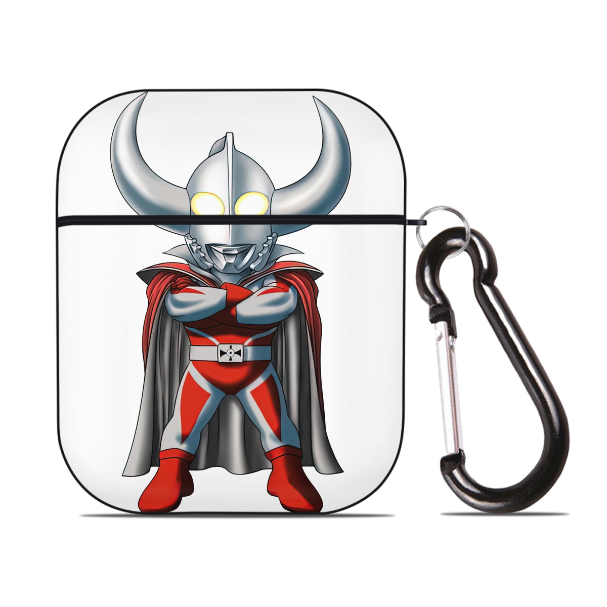 （画像用） ウルトラマン Ultraman AirPods 第2世代保護ケース ハードシェル ブラック 耐衝撃・防指紋・カラビナ付き