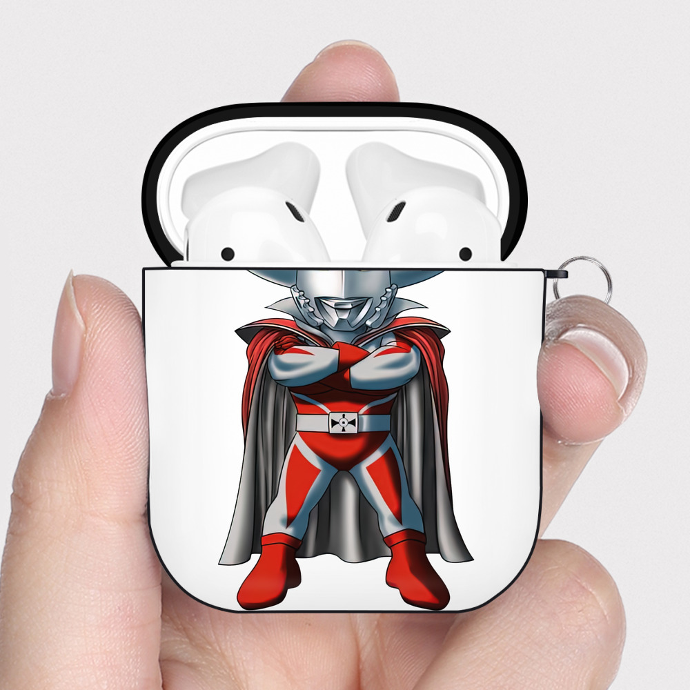 （画像用） ウルトラマン Ultraman AirPods 第2世代保護ケース ハードシェル ブラック 耐衝撃・防指紋・カラビナ付き
