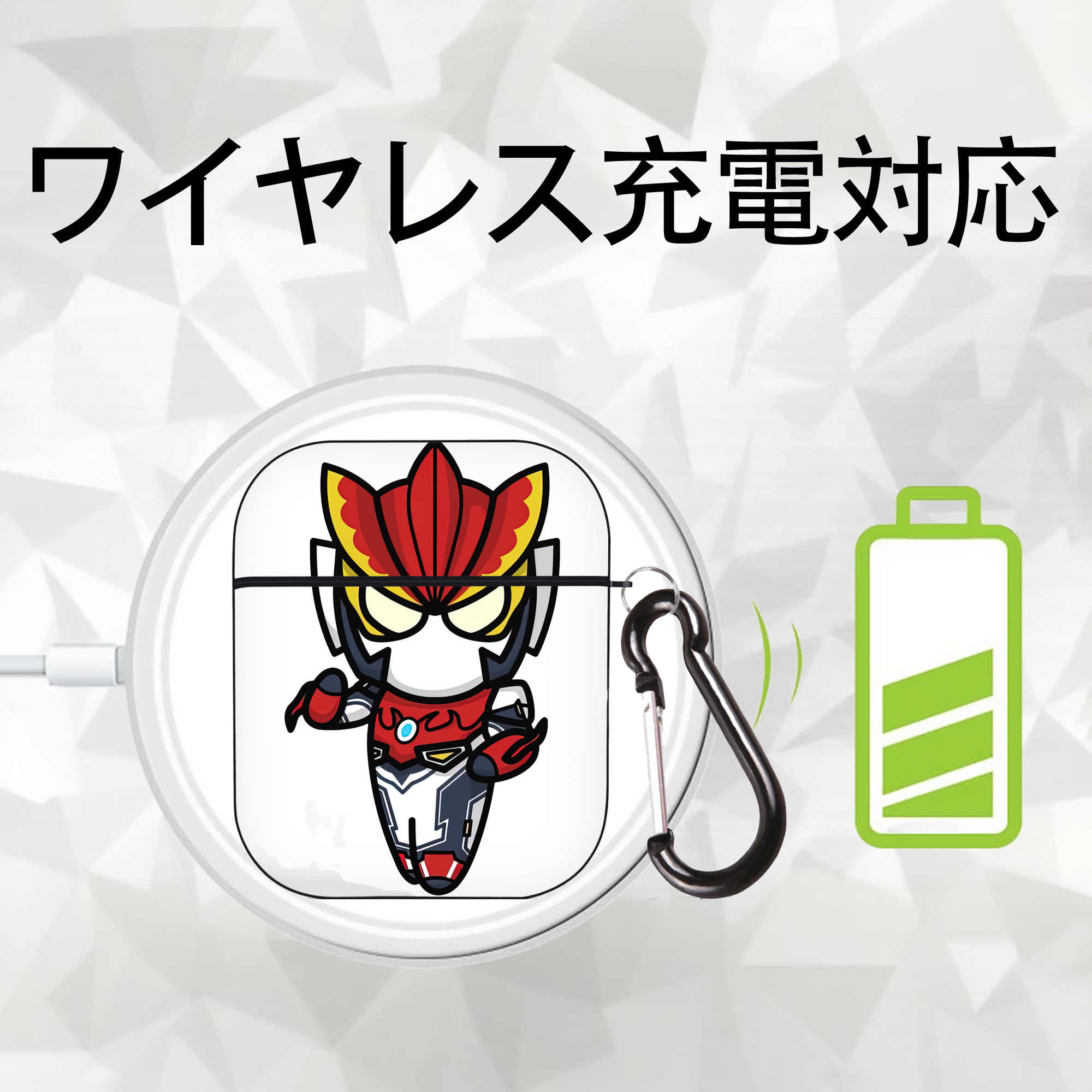 ウルトラマン Ultraman AirPods 第2世代保護ケース ハードシェル ブラック 耐衝撃・防指紋・カラビナ付き