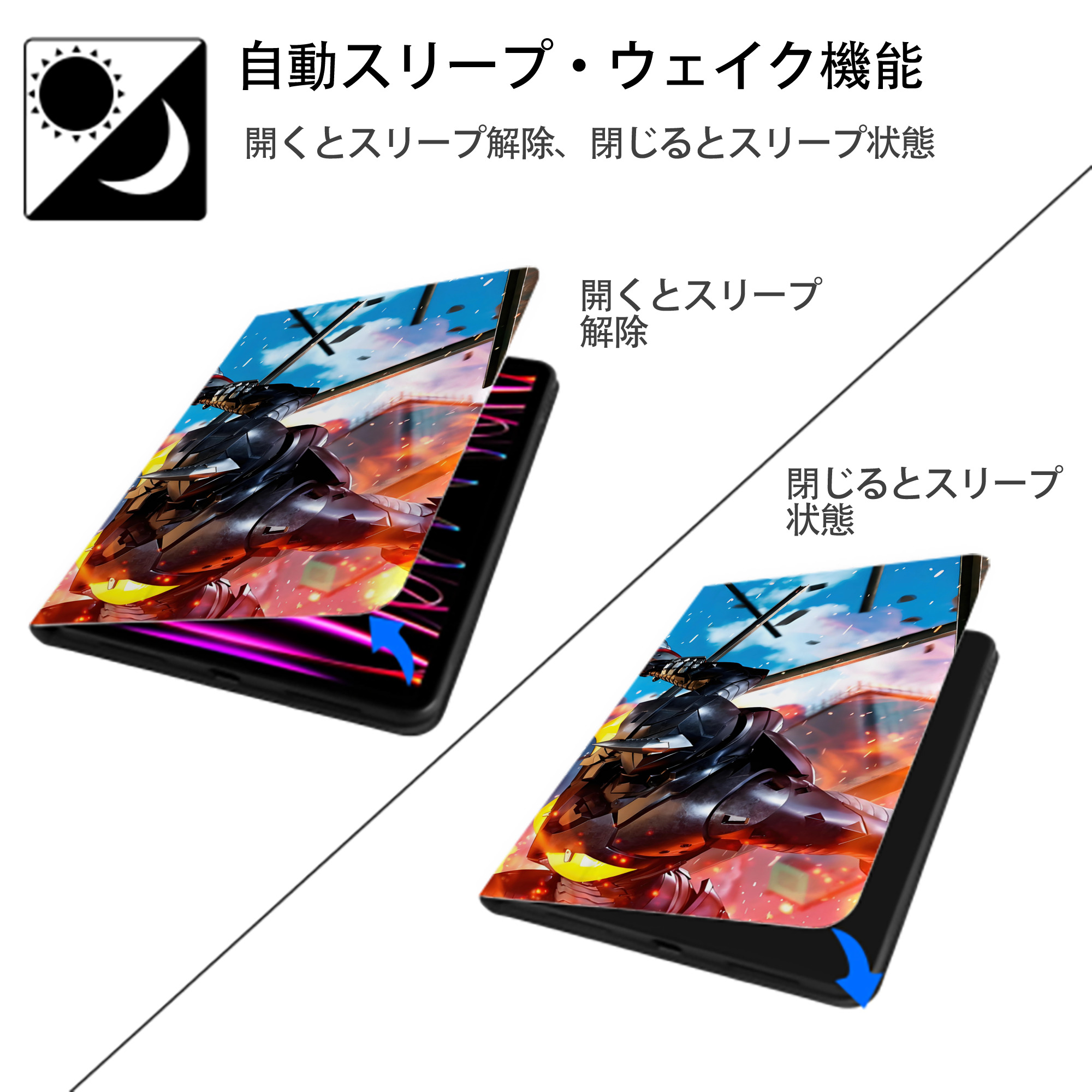 ウルトラマン Ultraman IPad ケース ブック型 PUレザー TPU 耐衝撃 軽量 薄型 ペン収納なし 全面保護 IPad 各モデル対応