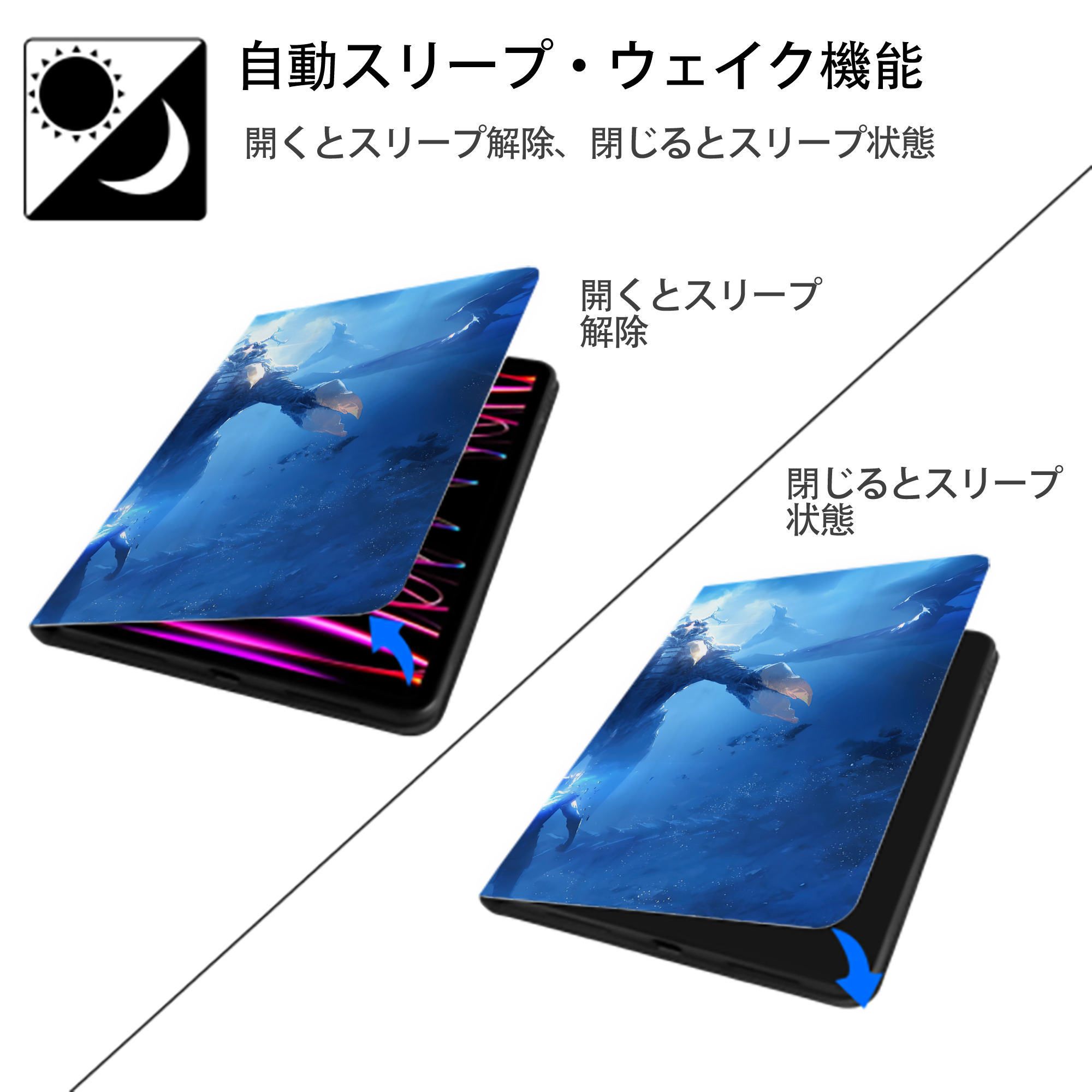 ウルトラマン Ultraman IPad ケース ブック型 PUレザー TPU 耐衝撃 軽量 薄型 ペン収納なし 全面保護 IPad 各モデル対応