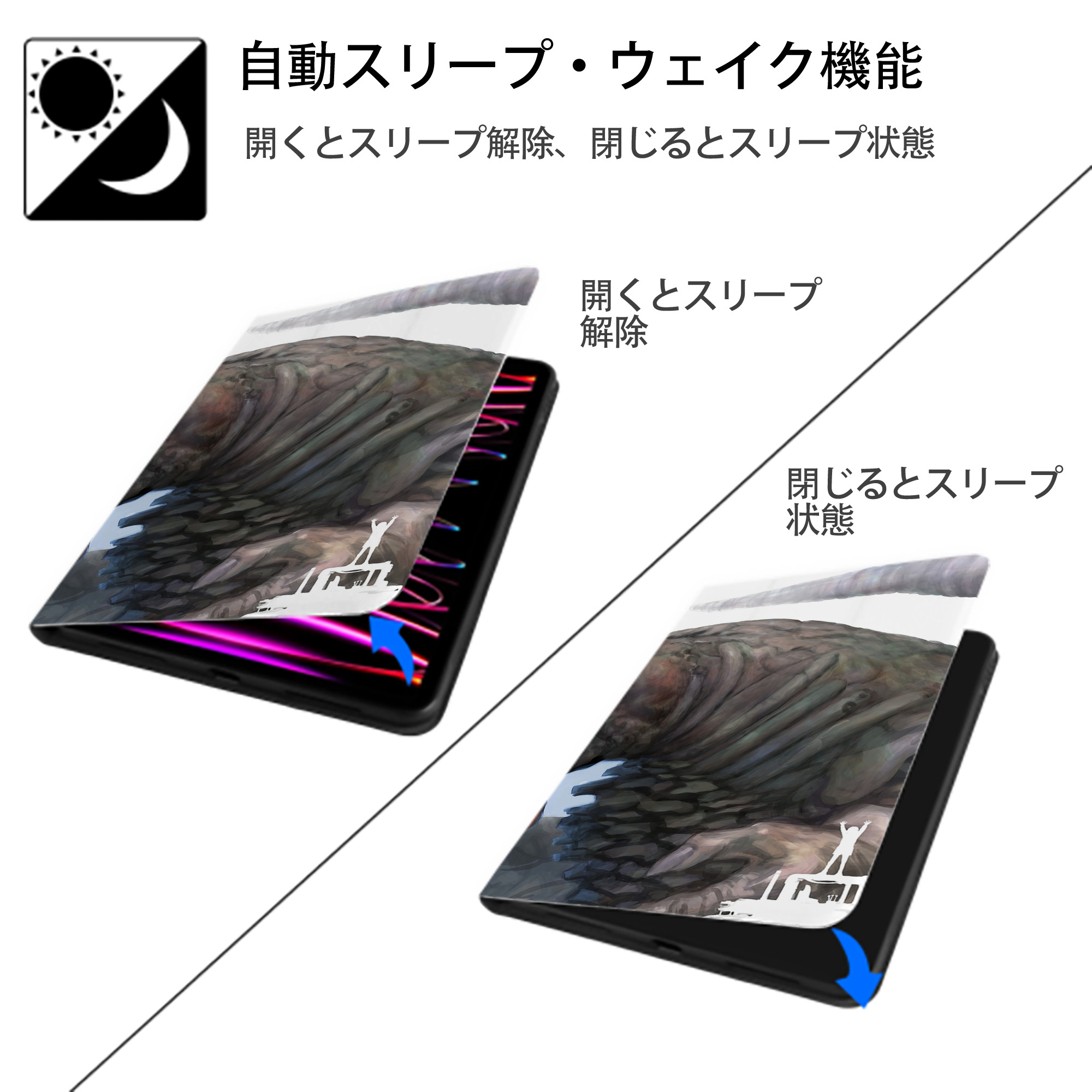 ウルトラマン Ultraman IPad ケース ブック型 PUレザー TPU 耐衝撃 軽量 薄型 ペン収納なし 全面保護 IPad 各モデル対応