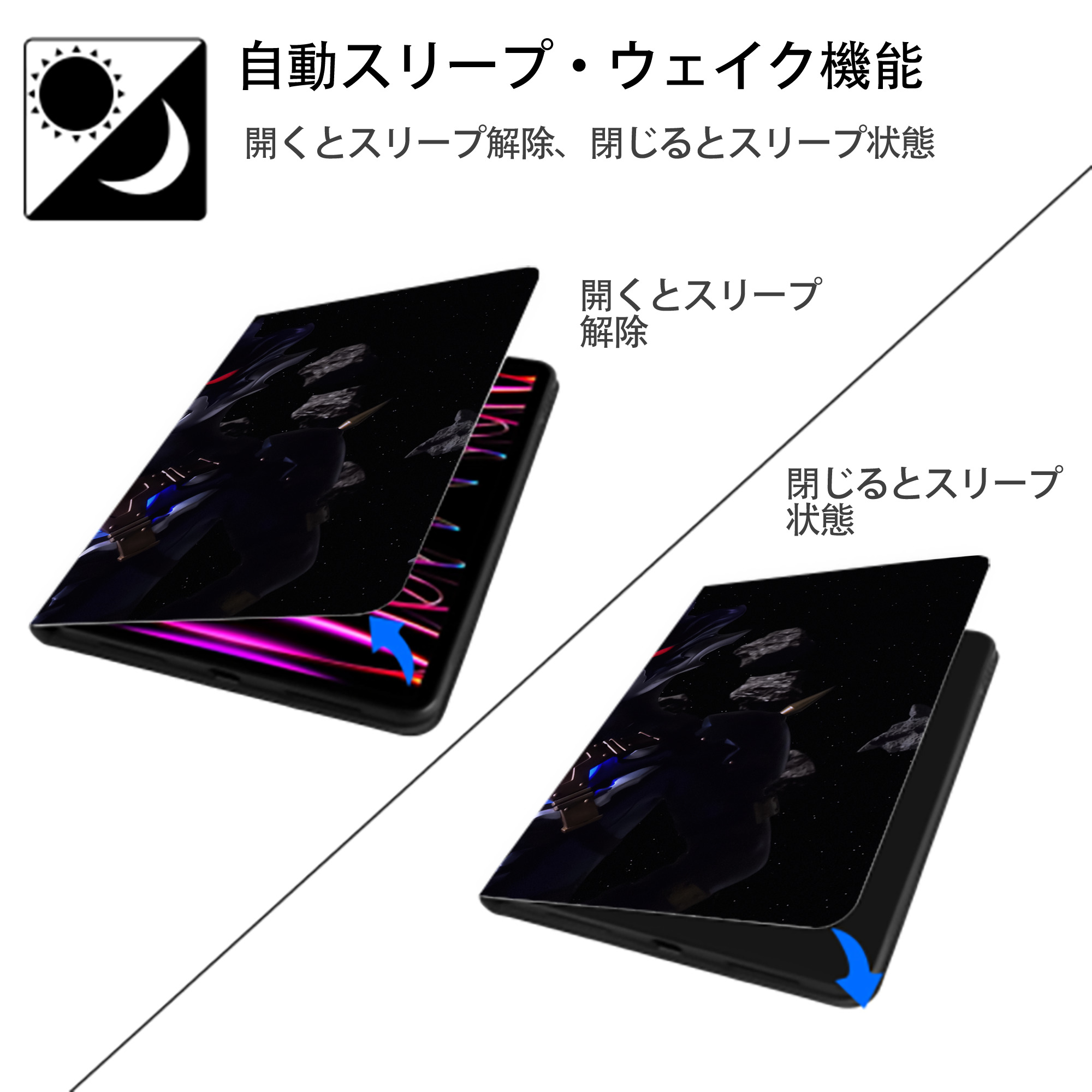 ウルトラマン Ultraman IPad ケース ブック型 PUレザー TPU 耐衝撃 軽量 薄型 ペン収納なし 全面保護 IPad 各モデル対応