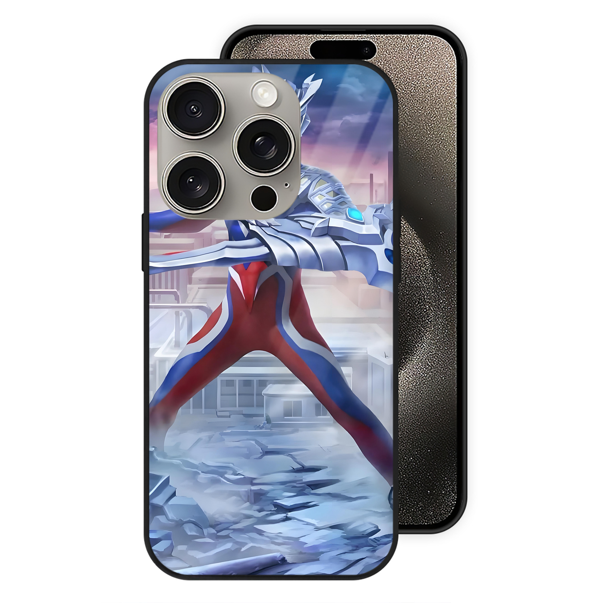 （画像用） ウルトラマン Ultraman 【iPhone15Pro対応】スマホケース 耐衝撃＆黄変防止 背面ガラス
