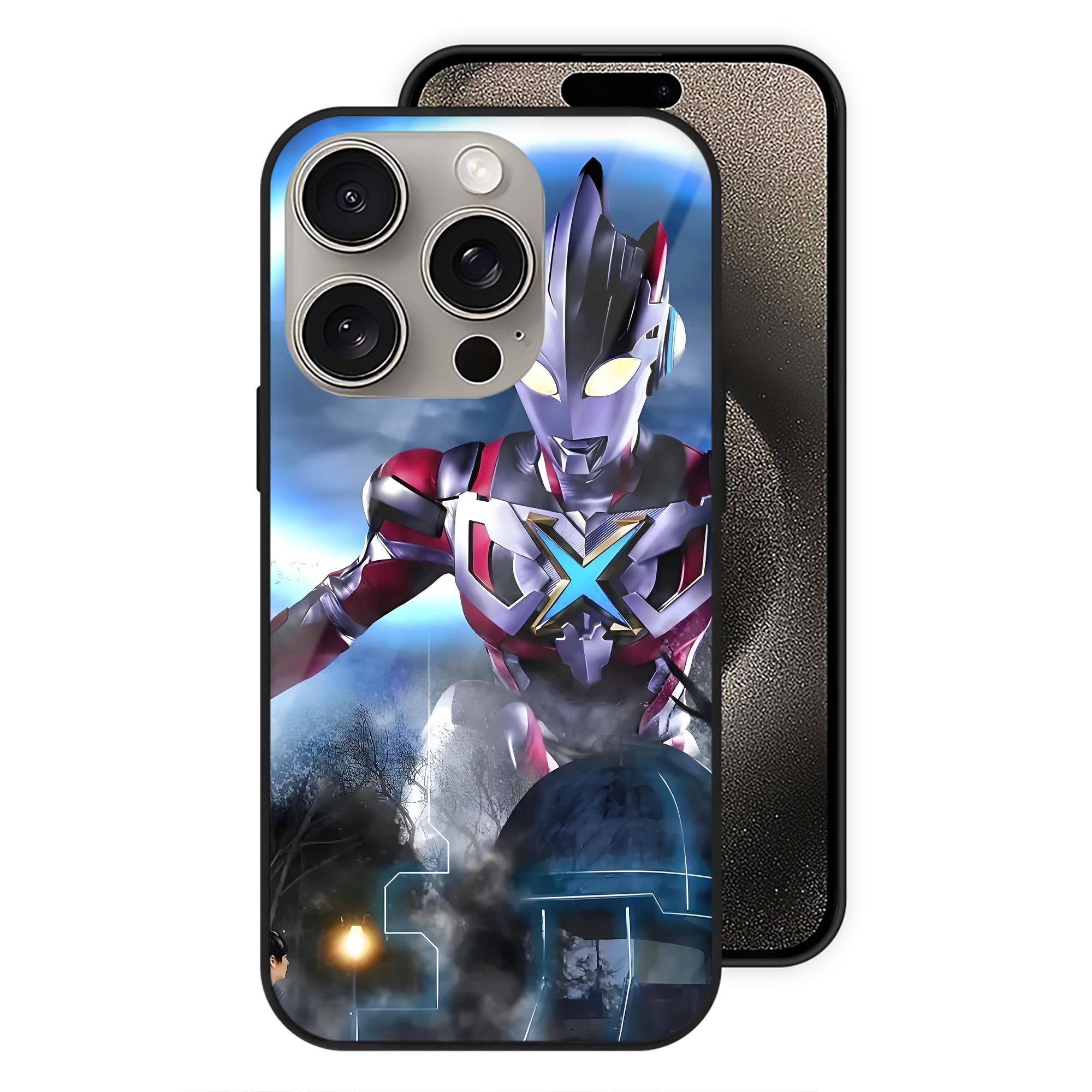 （画像用） ウルトラマン Ultraman 【iPhone15Pro対応】スマホケース 耐衝撃＆黄変防止 背面ガラス
