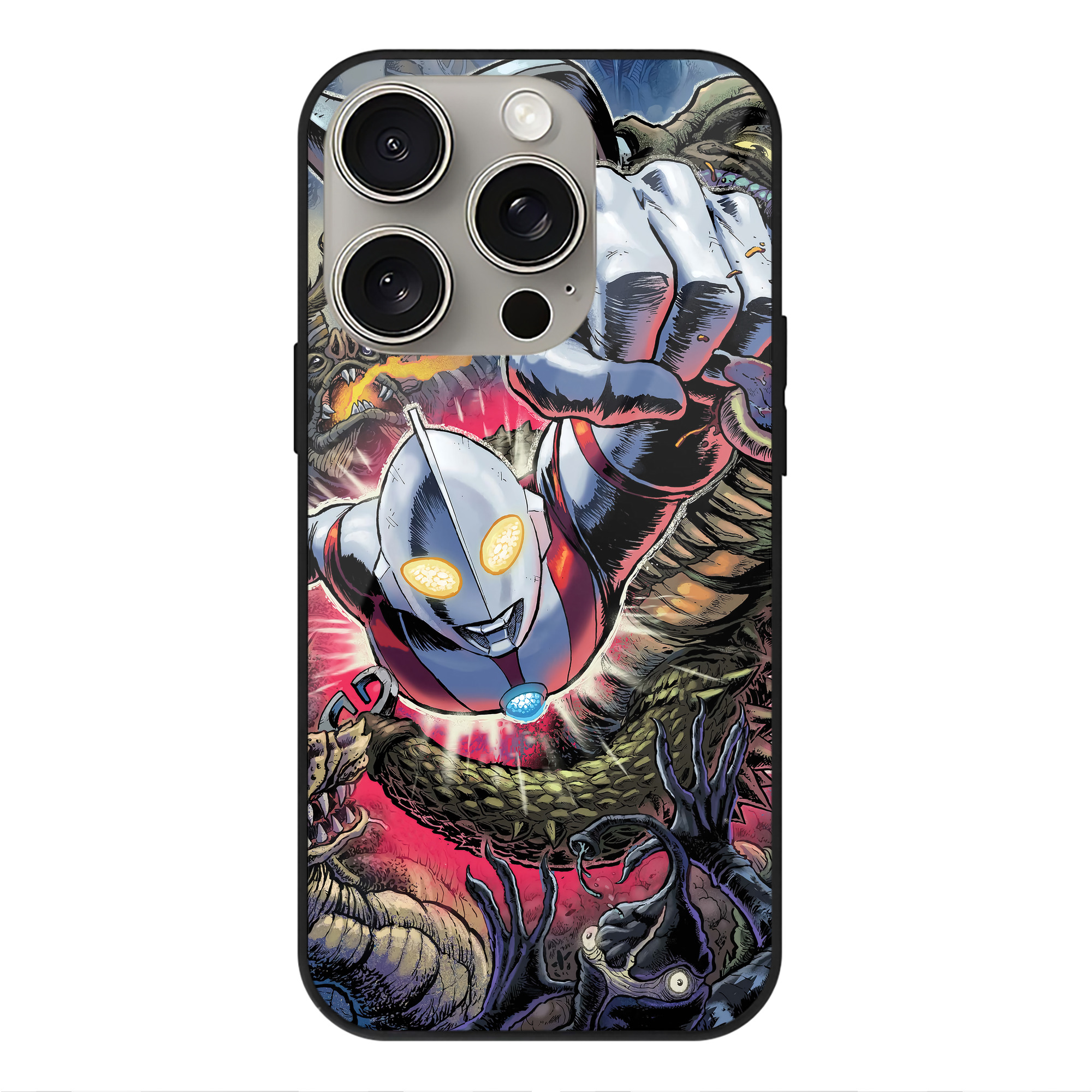 （画像用） ウルトラマン Ultraman 【iPhone15Pro対応】スマホケース 耐衝撃＆黄変防止 背面ガラス