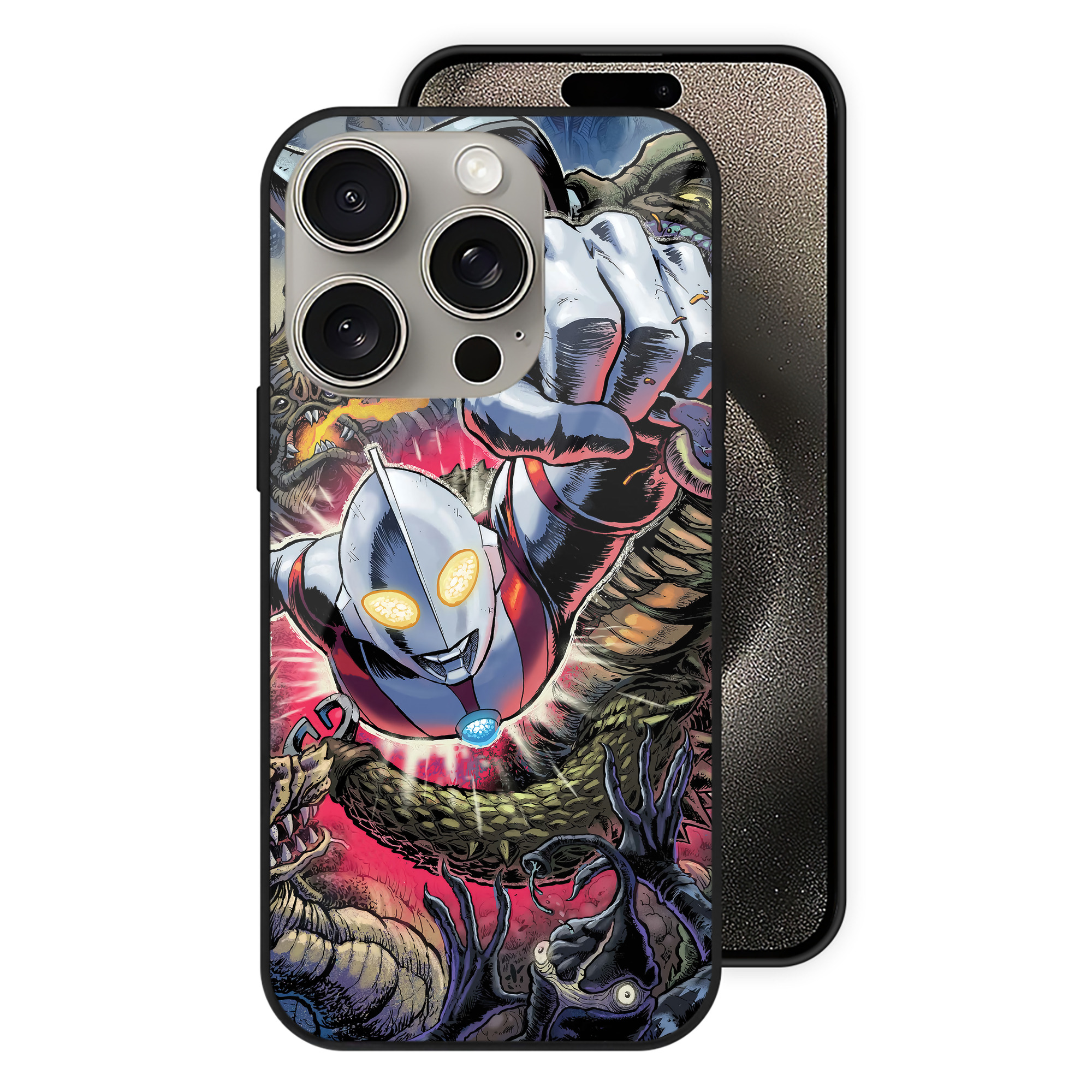 （画像用） ウルトラマン Ultraman 【iPhone15Pro対応】スマホケース 耐衝撃＆黄変防止 背面ガラス