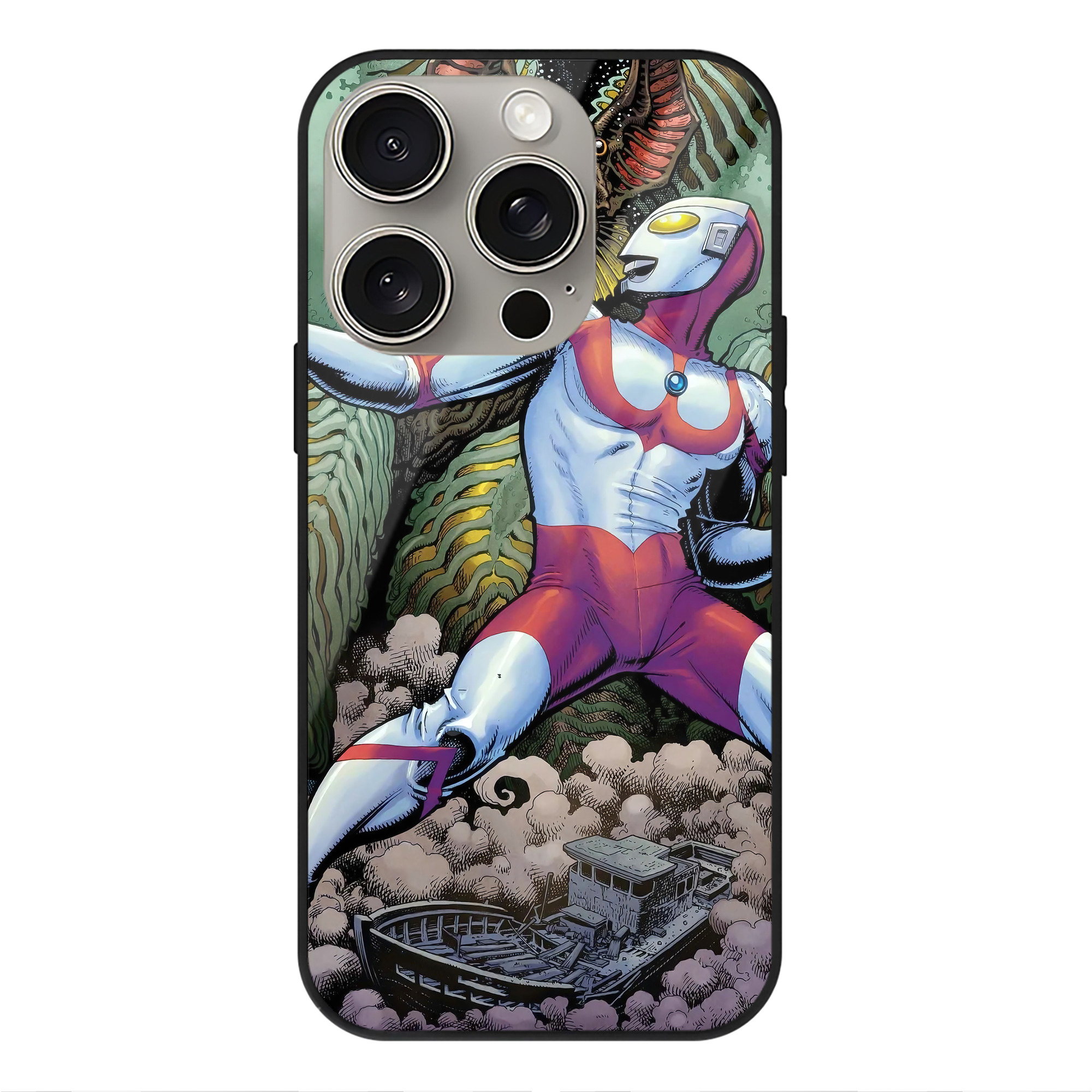 （画像用） ウルトラマン Ultraman 【iPhone15Pro対応】スマホケース 耐衝撃＆黄変防止 背面ガラス
