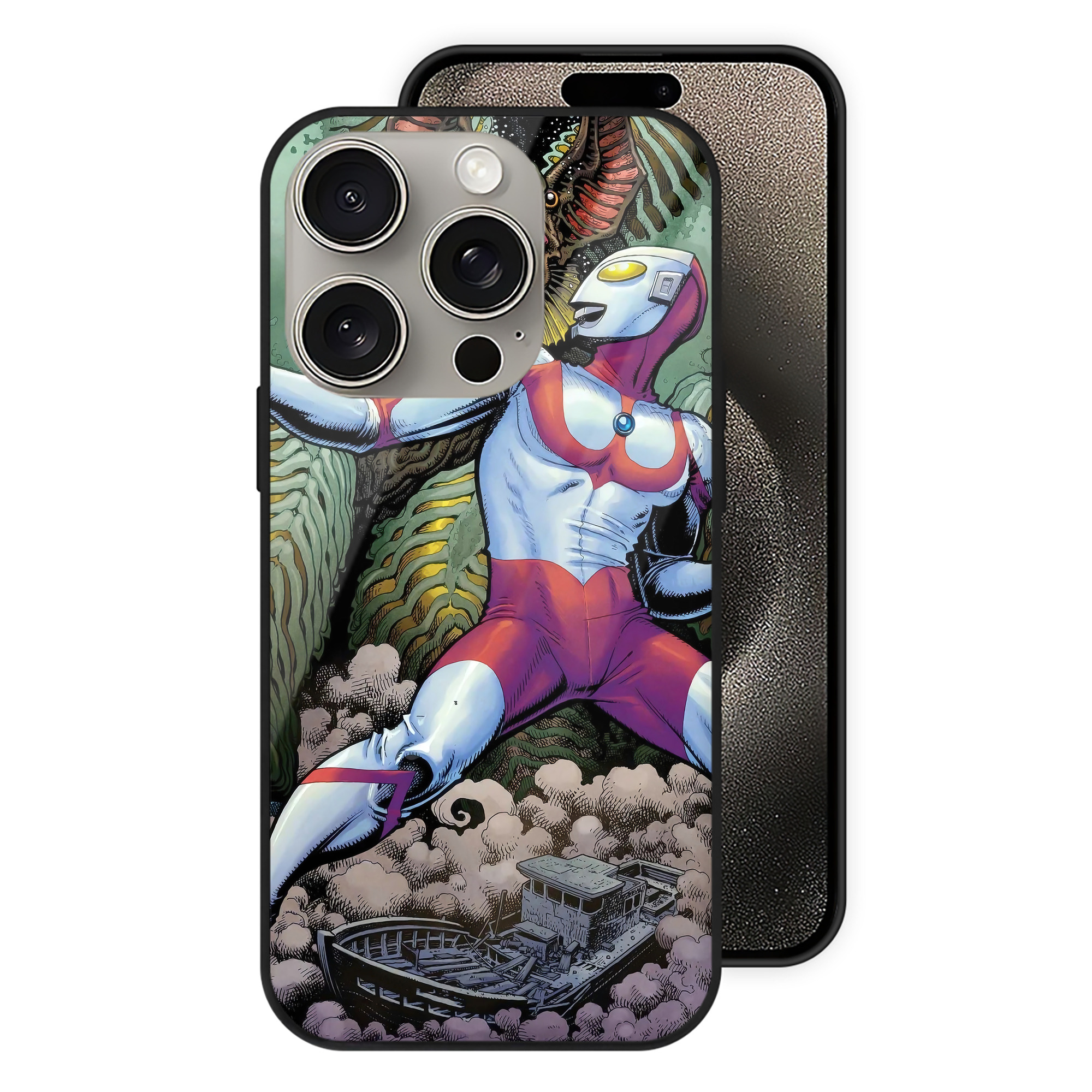（画像用） ウルトラマン Ultraman 【iPhone15Pro対応】スマホケース 耐衝撃＆黄変防止 背面ガラス