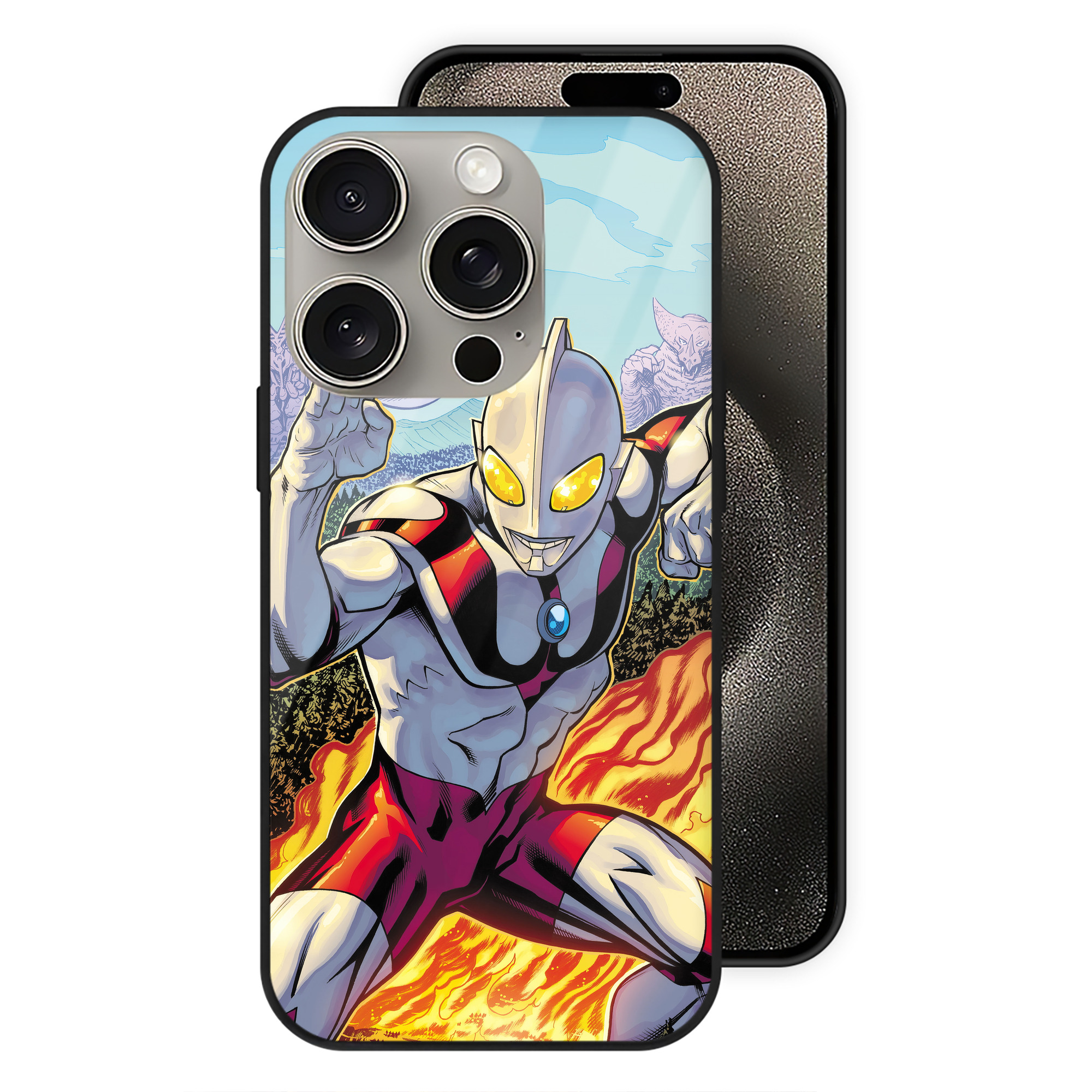 （画像用） ウルトラマン Ultraman 【iPhone15Pro対応】スマホケース 耐衝撃＆黄変防止 背面ガラス