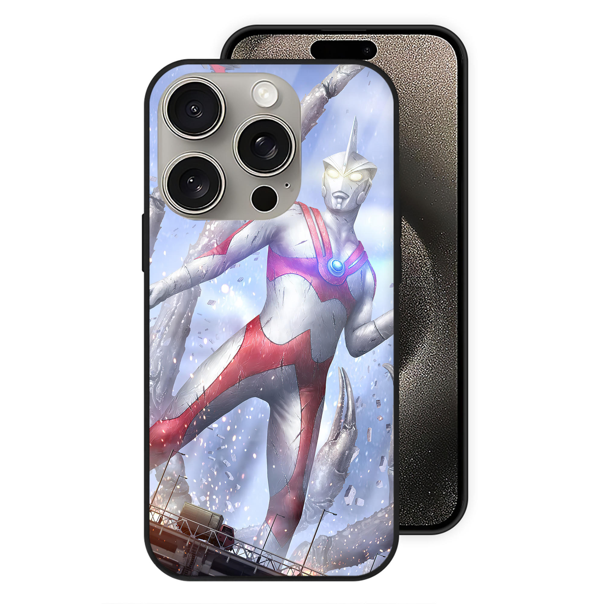 （画像用） ウルトラマン Ultraman 【iPhone15Pro対応】スマホケース 耐衝撃＆黄変防止 背面ガラス