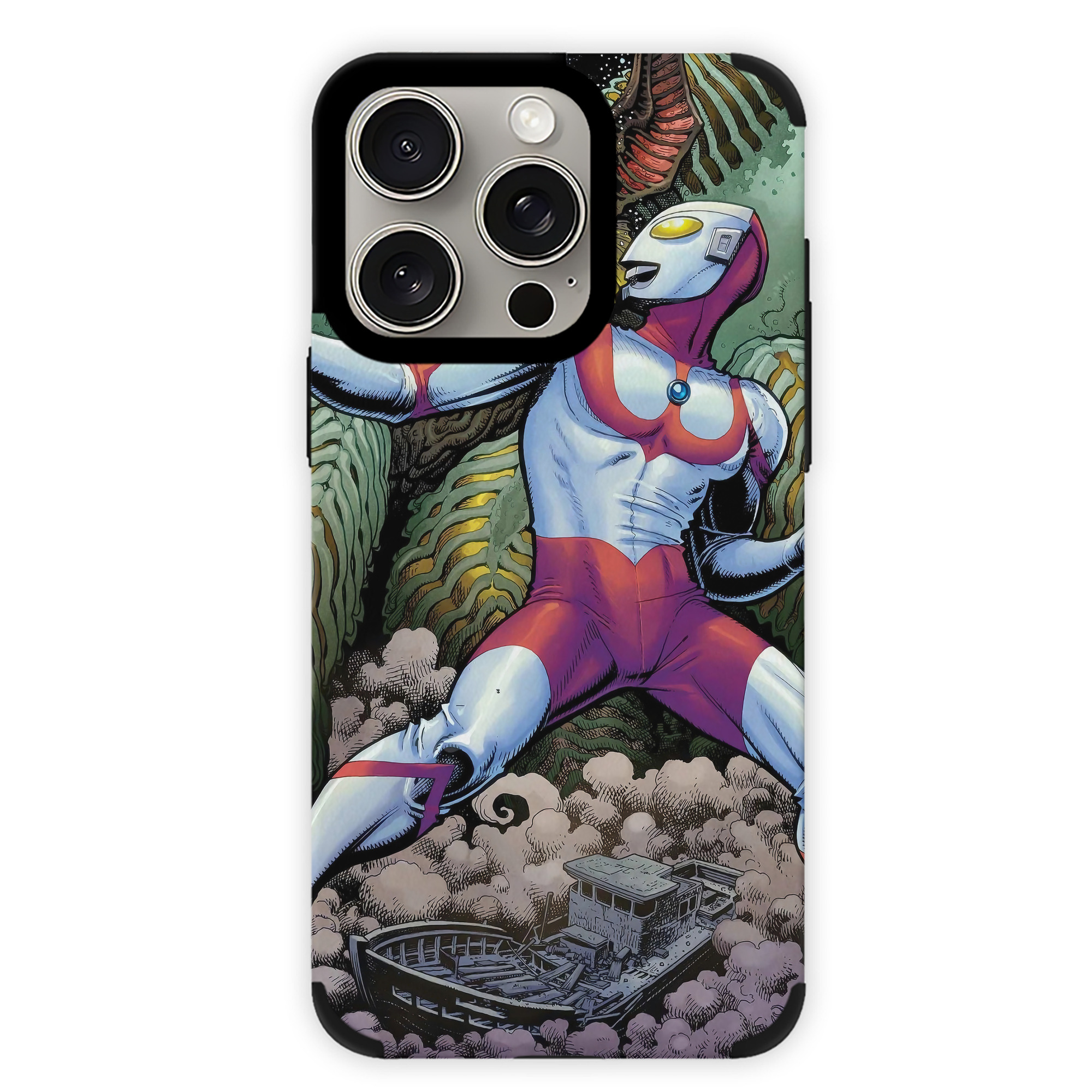 （画像用） ウルトラマン Ultraman 【iPhone15ProMax対応】 PUレザー スマホケース 耐衝撃＆黄変防止