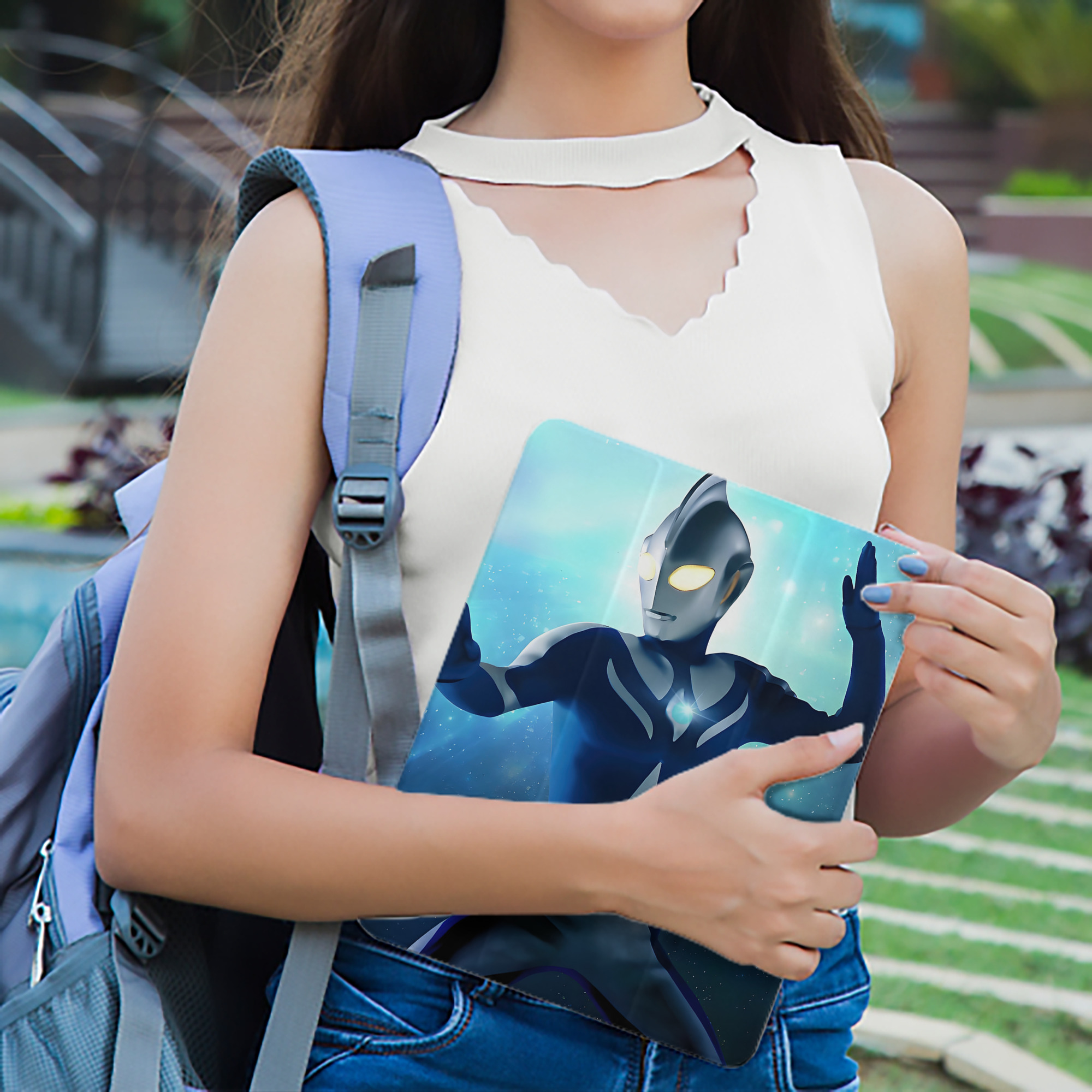ウルトラマン Ultraman IPad ケース ペン収納付き 三つ折りスタンド PUレザー×シリコン 対応機種9.5/10.5/10.9インチ