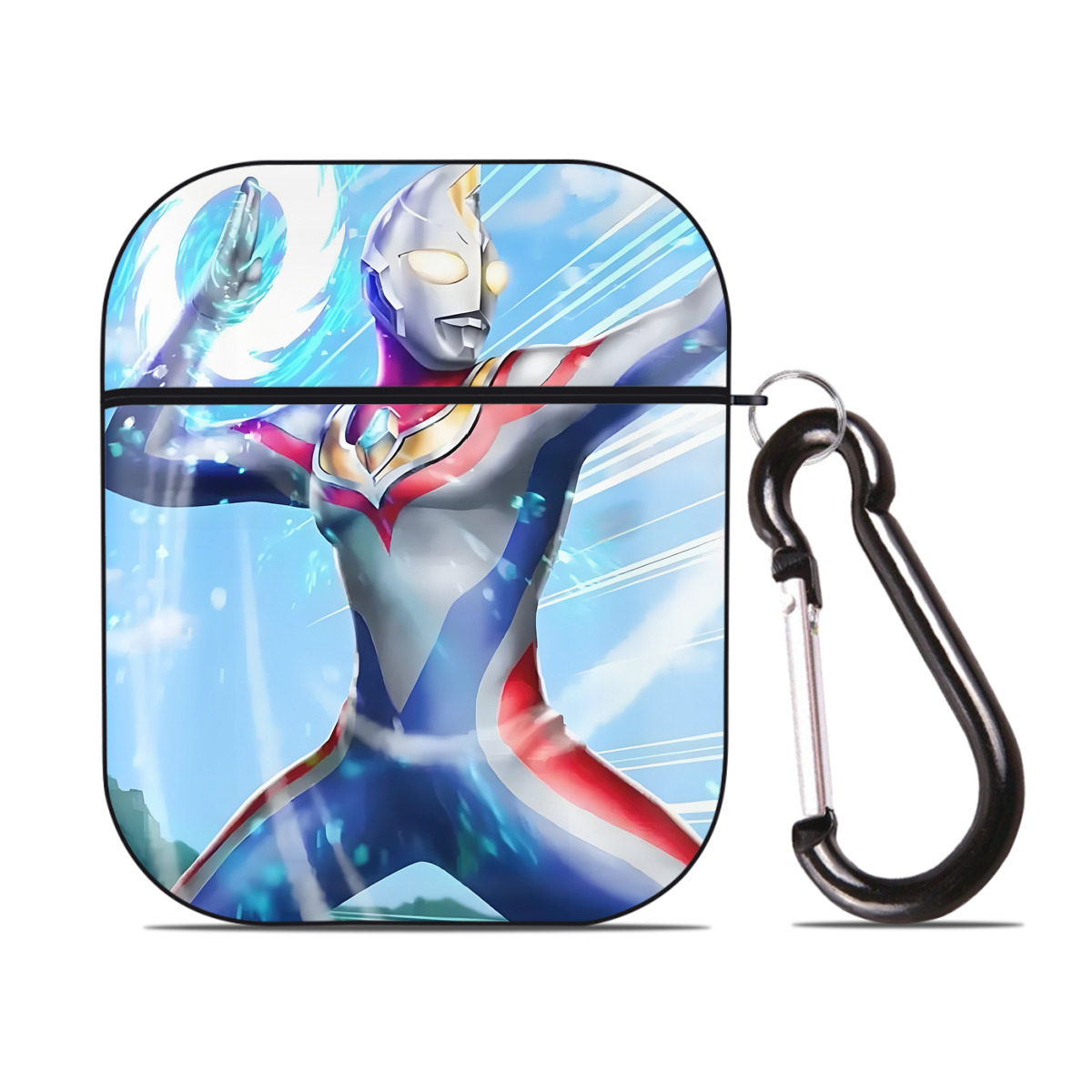 （画像用） ウルトラマン Ultraman AirPods 第2世代保護ケース ハードシェル ブラック 耐衝撃・防指紋・カラビナ付き