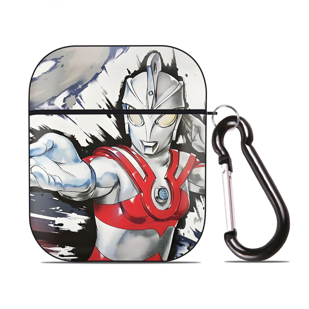 （画像用） ウルトラマン Ultraman AirPods 第2世代保護ケース ハードシェル ブラック 耐衝撃・防指紋・カラビナ付き