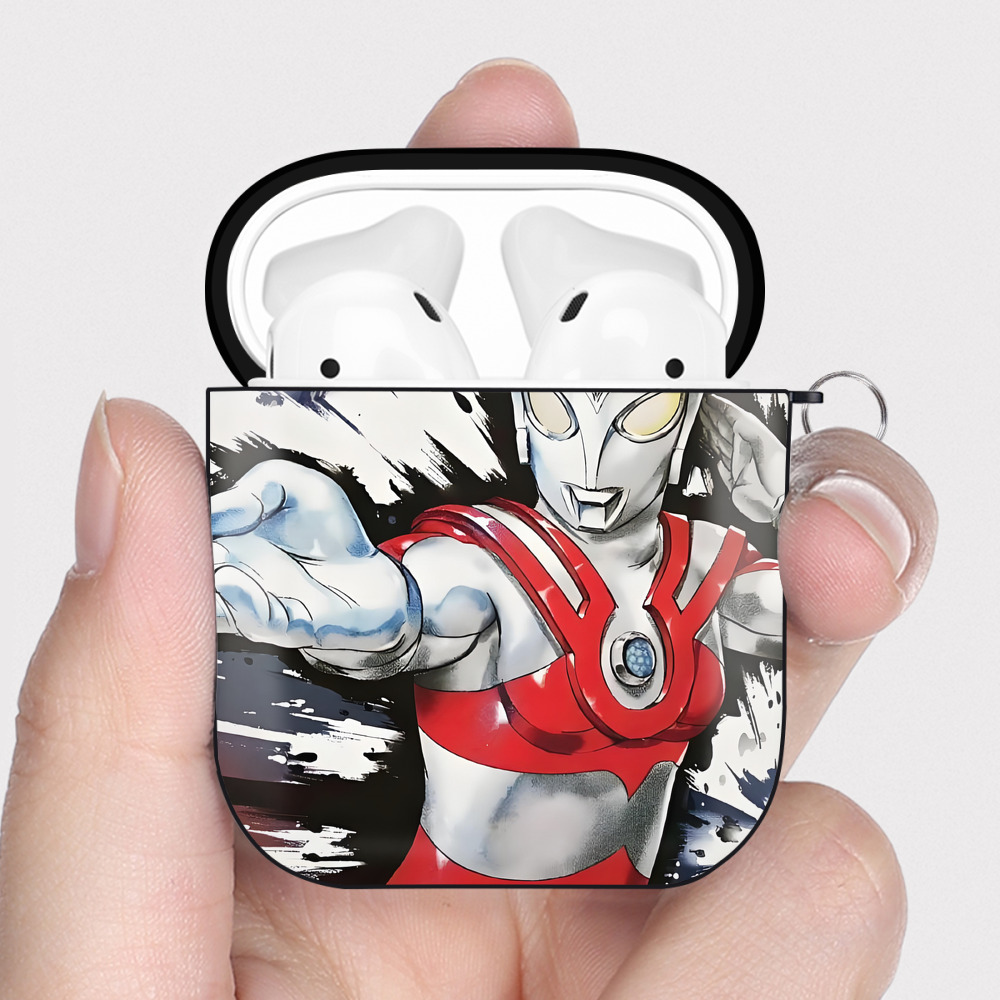 （画像用） ウルトラマン Ultraman AirPods 第2世代保護ケース ハードシェル ブラック 耐衝撃・防指紋・カラビナ付き