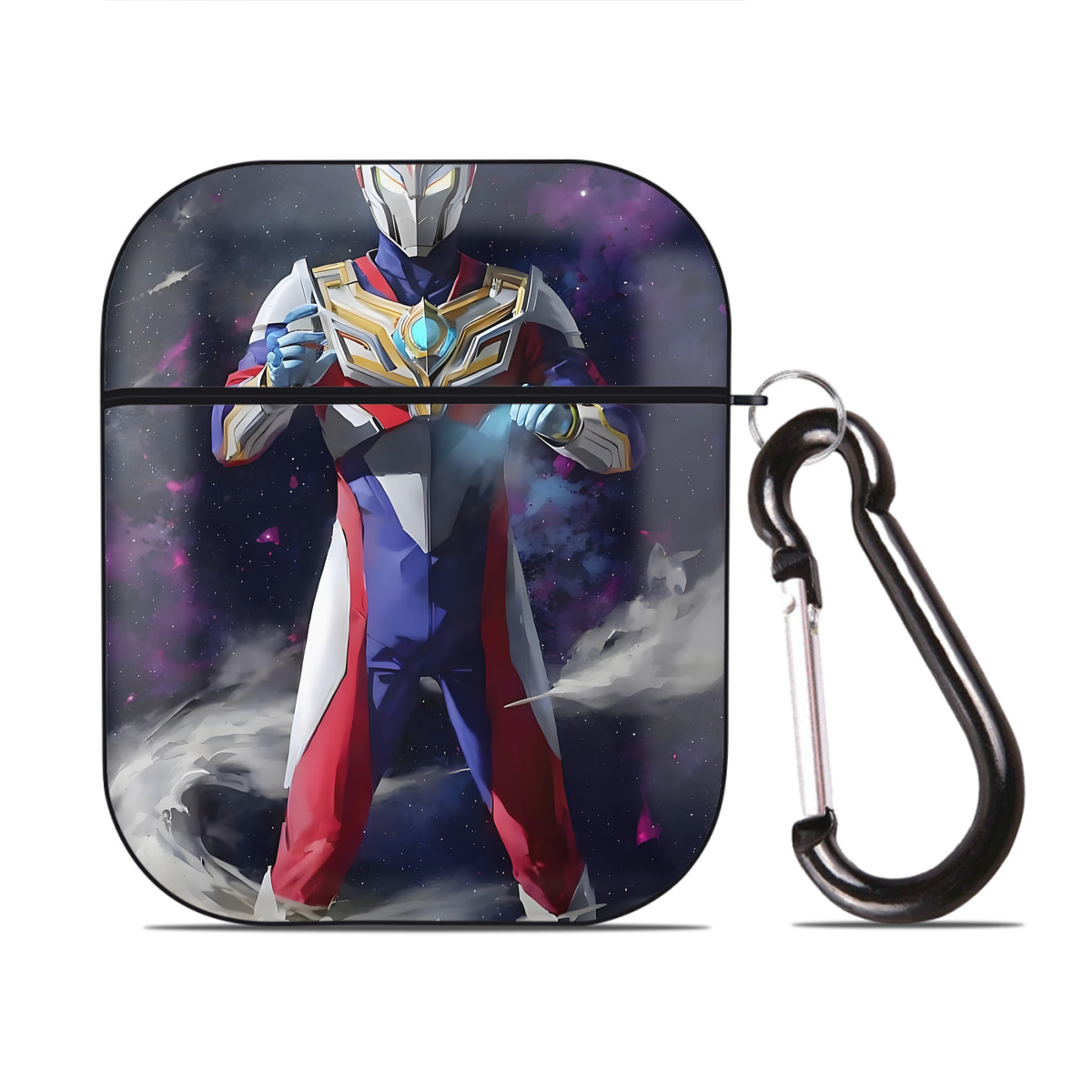 （画像用） ウルトラマン Ultraman AirPods 第2世代保護ケース ハードシェル ブラック 耐衝撃・防指紋・カラビナ付き