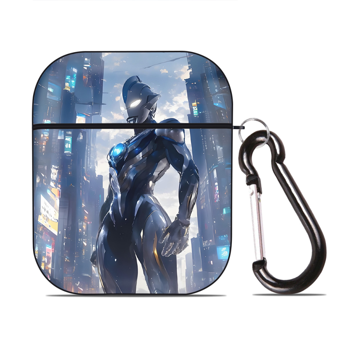 （画像用） ウルトラマン Ultraman AirPods 第2世代保護ケース ハードシェル ブラック 耐衝撃・防指紋・カラビナ付き