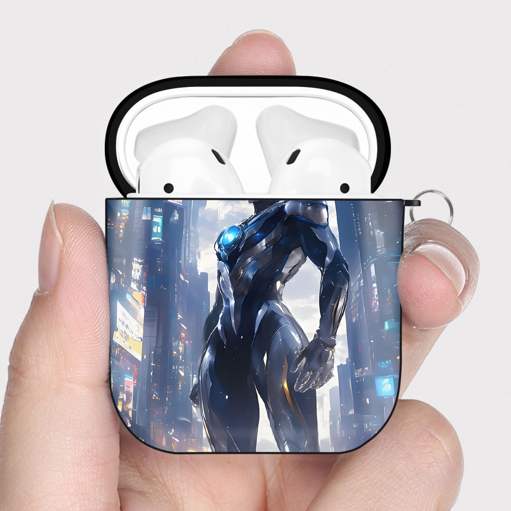 （画像用） ウルトラマン Ultraman AirPods 第2世代保護ケース ハードシェル ブラック 耐衝撃・防指紋・カラビナ付き