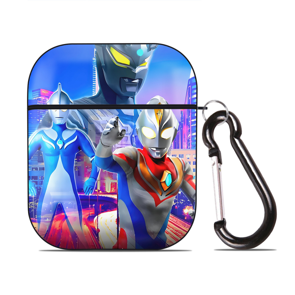 （画像用） ウルトラマン Ultraman AirPods 第2世代保護ケース ハードシェル ブラック 耐衝撃・防指紋・カラビナ付き