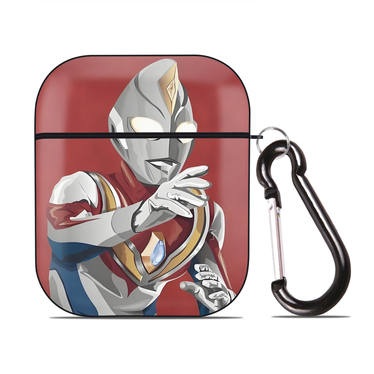 （画像用） ウルトラマン Ultraman AirPods 第2世代保護ケース ハードシェル ブラック 耐衝撃・防指紋・カラビナ付き