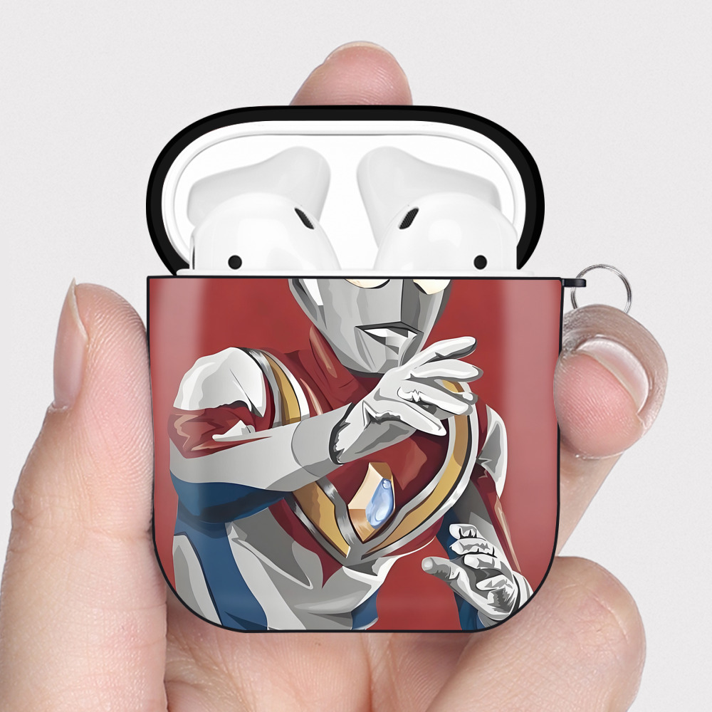 （画像用） ウルトラマン Ultraman AirPods 第2世代保護ケース ハードシェル ブラック 耐衝撃・防指紋・カラビナ付き