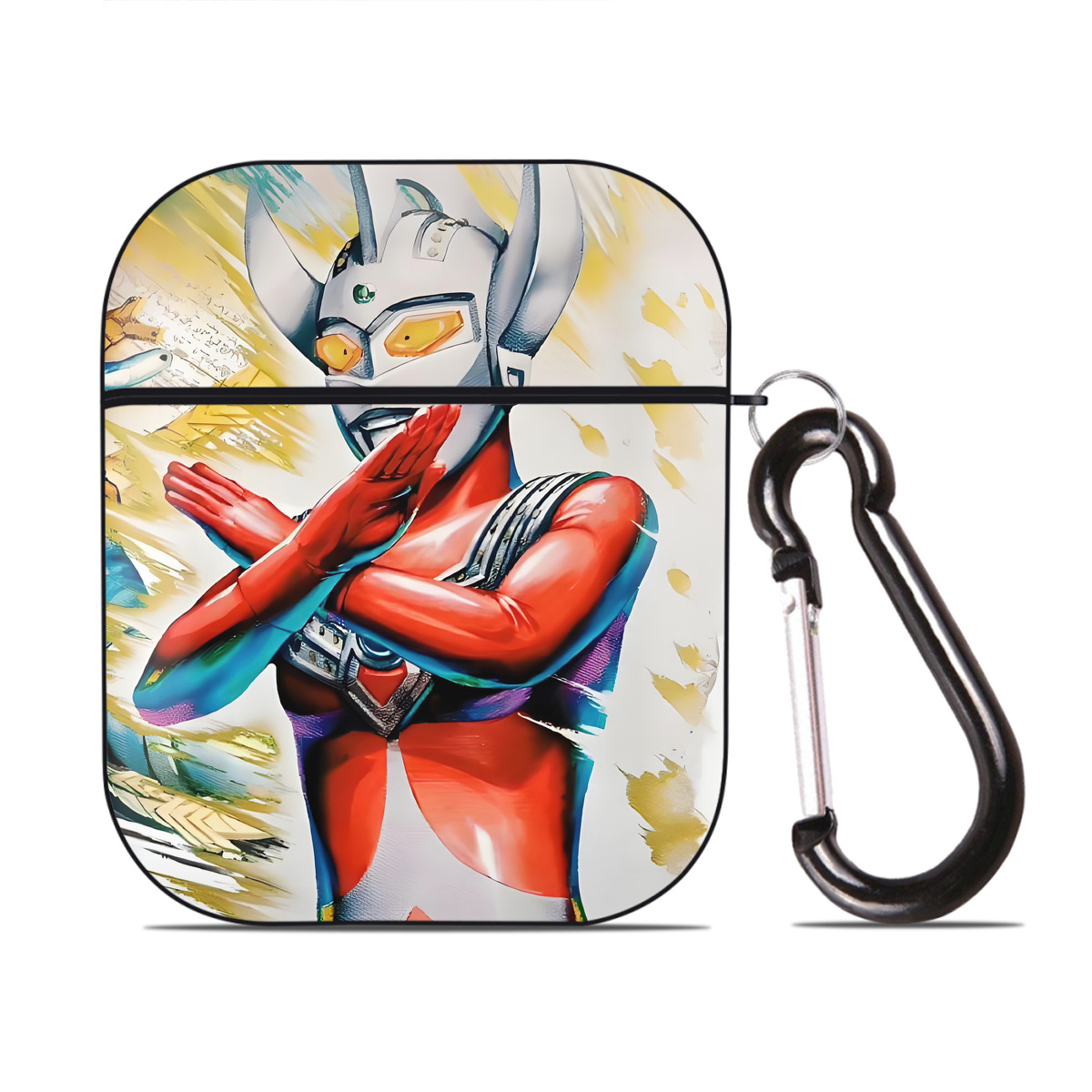 （画像用） ウルトラマン Ultraman AirPods 第2世代保護ケース ハードシェル ブラック 耐衝撃・防指紋・カラビナ付き