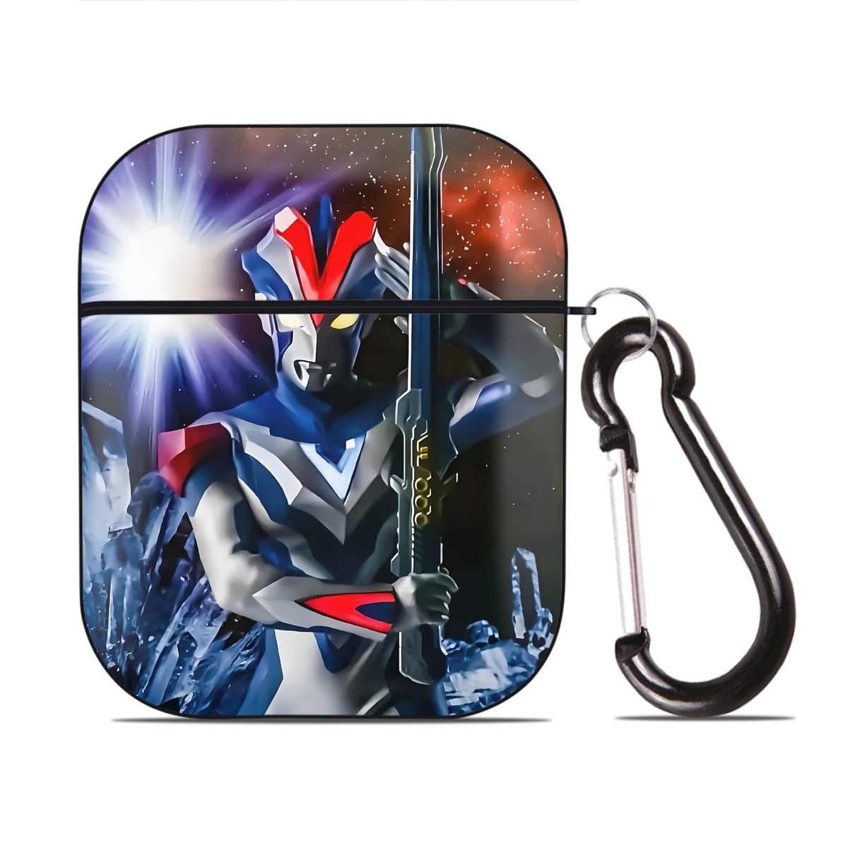 （画像用） ウルトラマン Ultraman AirPods 第2世代保護ケース ハードシェル ブラック 耐衝撃・防指紋・カラビナ付き