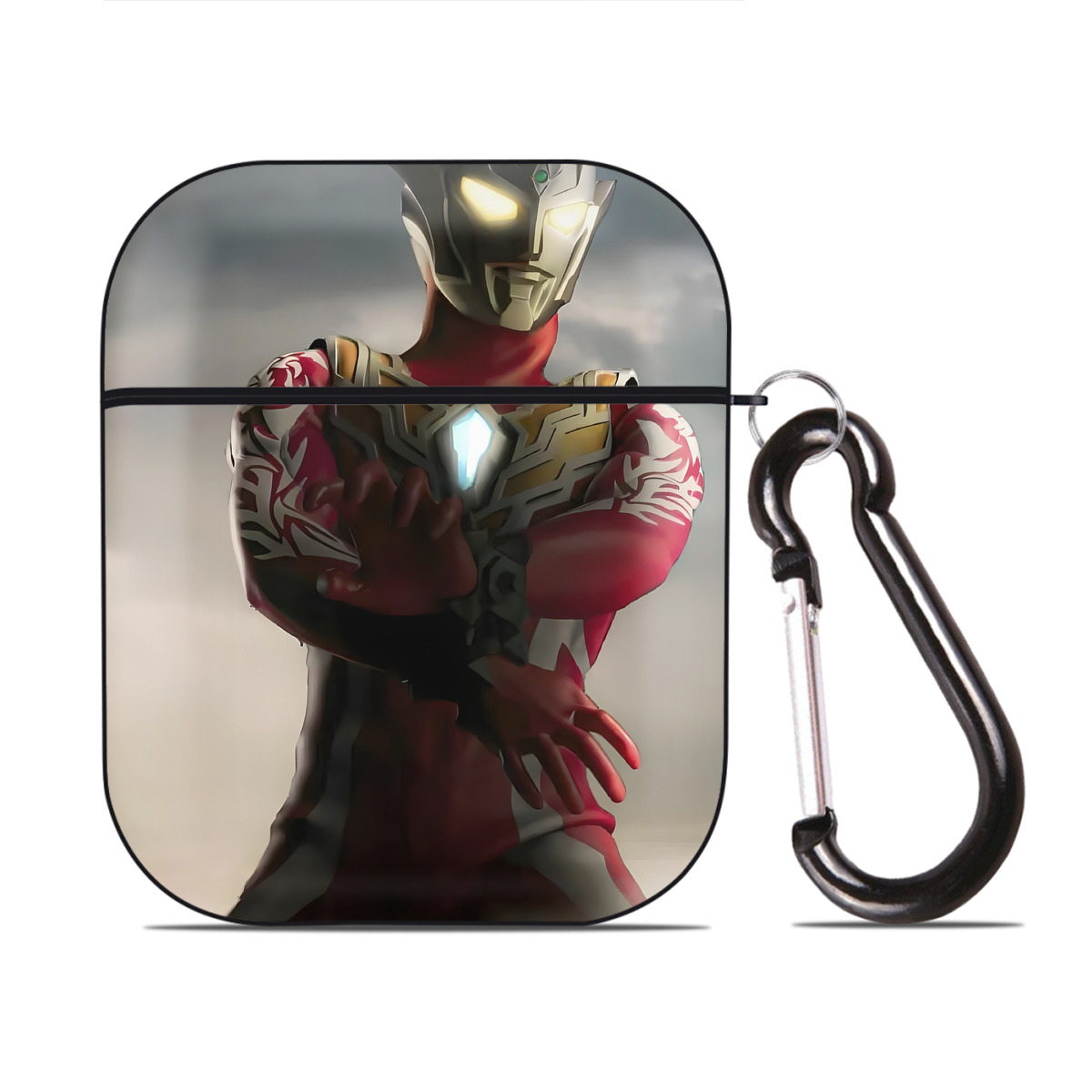 （画像用） ウルトラマン Ultraman AirPods 第2世代保護ケース ハードシェル ブラック 耐衝撃・防指紋・カラビナ付き