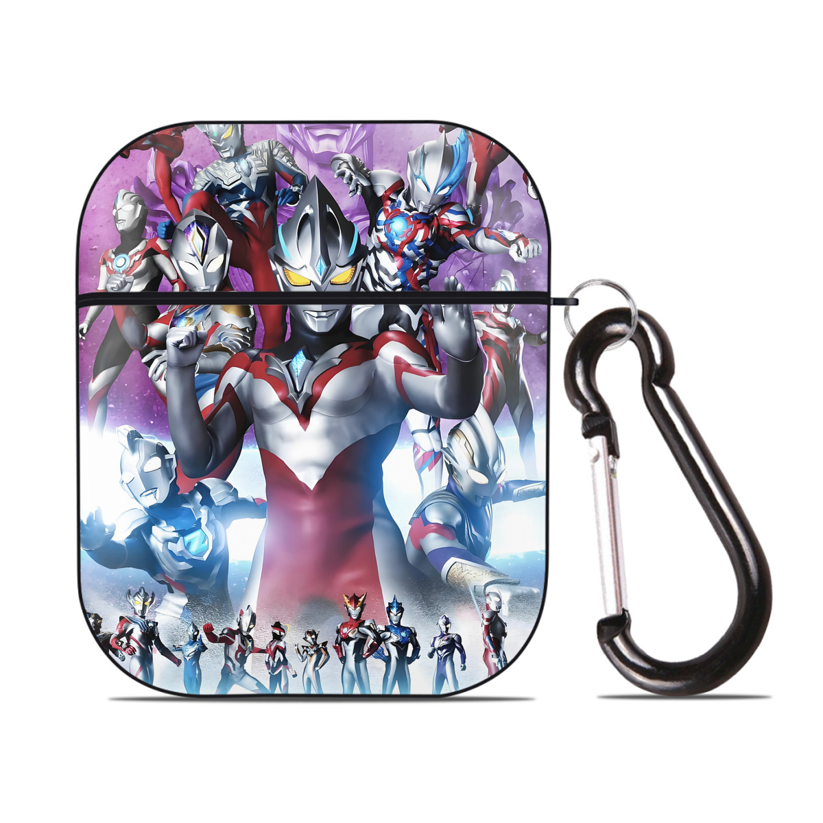 （画像用） ウルトラマン Ultraman AirPods 第2世代保護ケース ハードシェル ブラック 耐衝撃・防指紋・カラビナ付き
