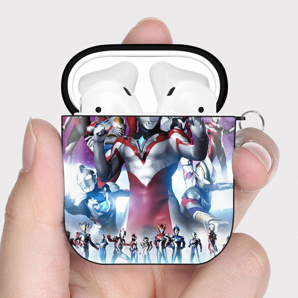 （画像用） ウルトラマン Ultraman AirPods 第2世代保護ケース ハードシェル ブラック 耐衝撃・防指紋・カラビナ付き