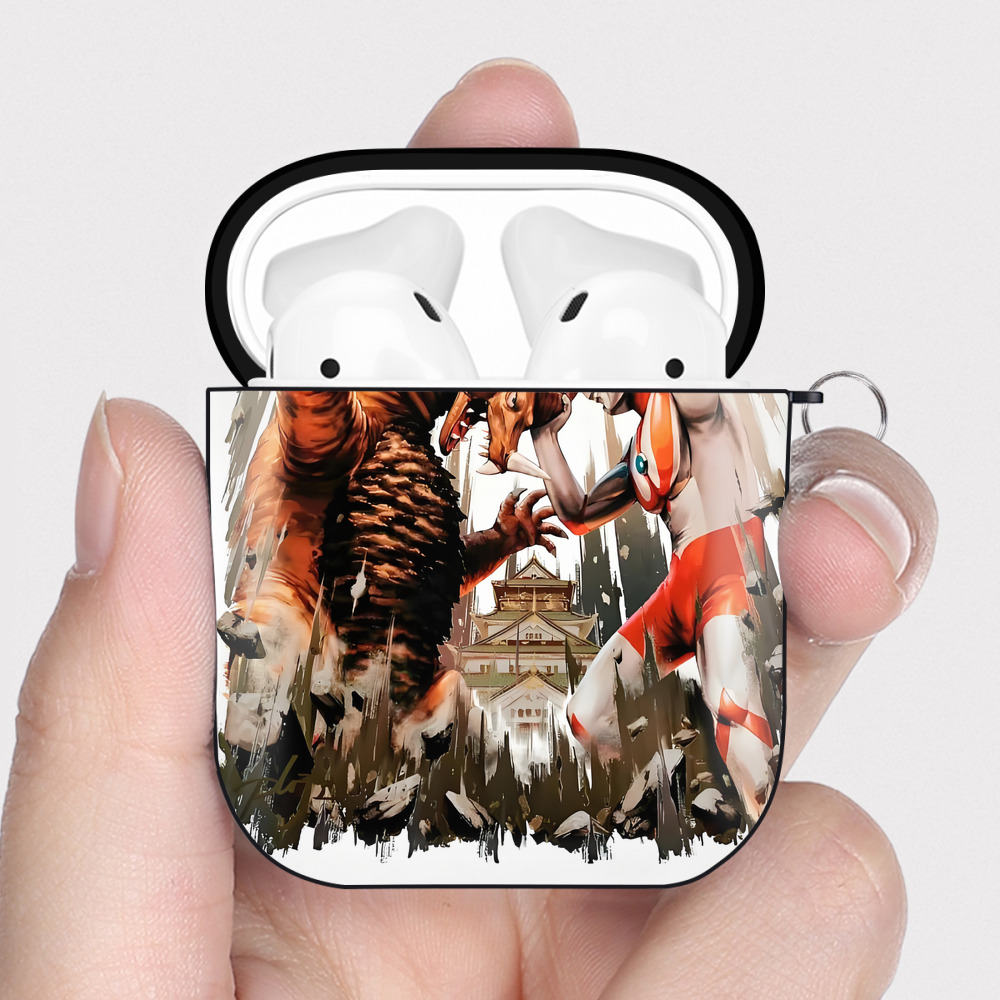 （画像用） ウルトラマン Ultraman AirPods 第2世代保護ケース ハードシェル ブラック 耐衝撃・防指紋・カラビナ付き