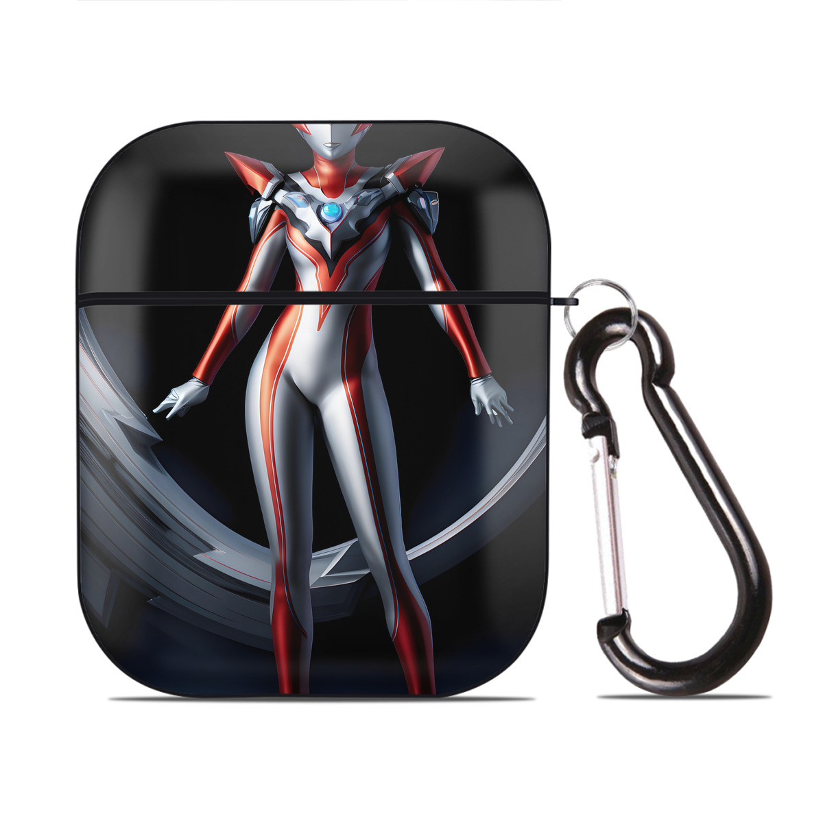 （画像用） ウルトラマン Ultraman AirPods 第2世代保護ケース ハードシェル ブラック 耐衝撃・防指紋・カラビナ付き