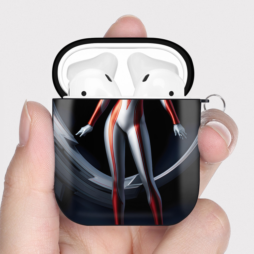 （画像用） ウルトラマン Ultraman AirPods 第2世代保護ケース ハードシェル ブラック 耐衝撃・防指紋・カラビナ付き