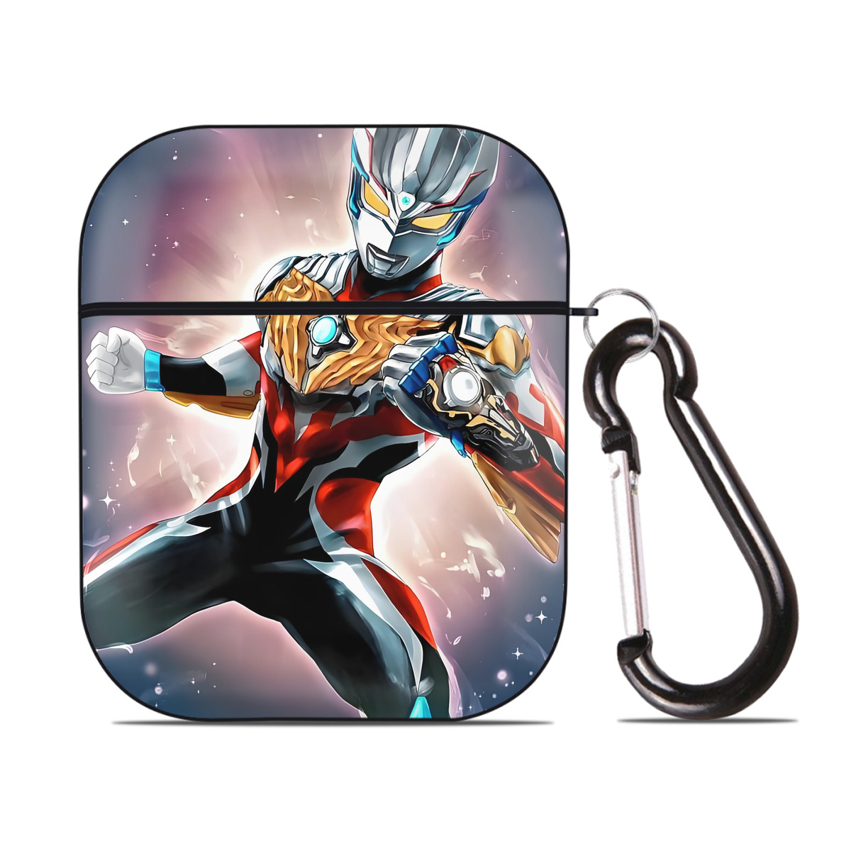 （画像用） ウルトラマン Ultraman AirPods 第2世代保護ケース ハードシェル ブラック 耐衝撃・防指紋・カラビナ付き