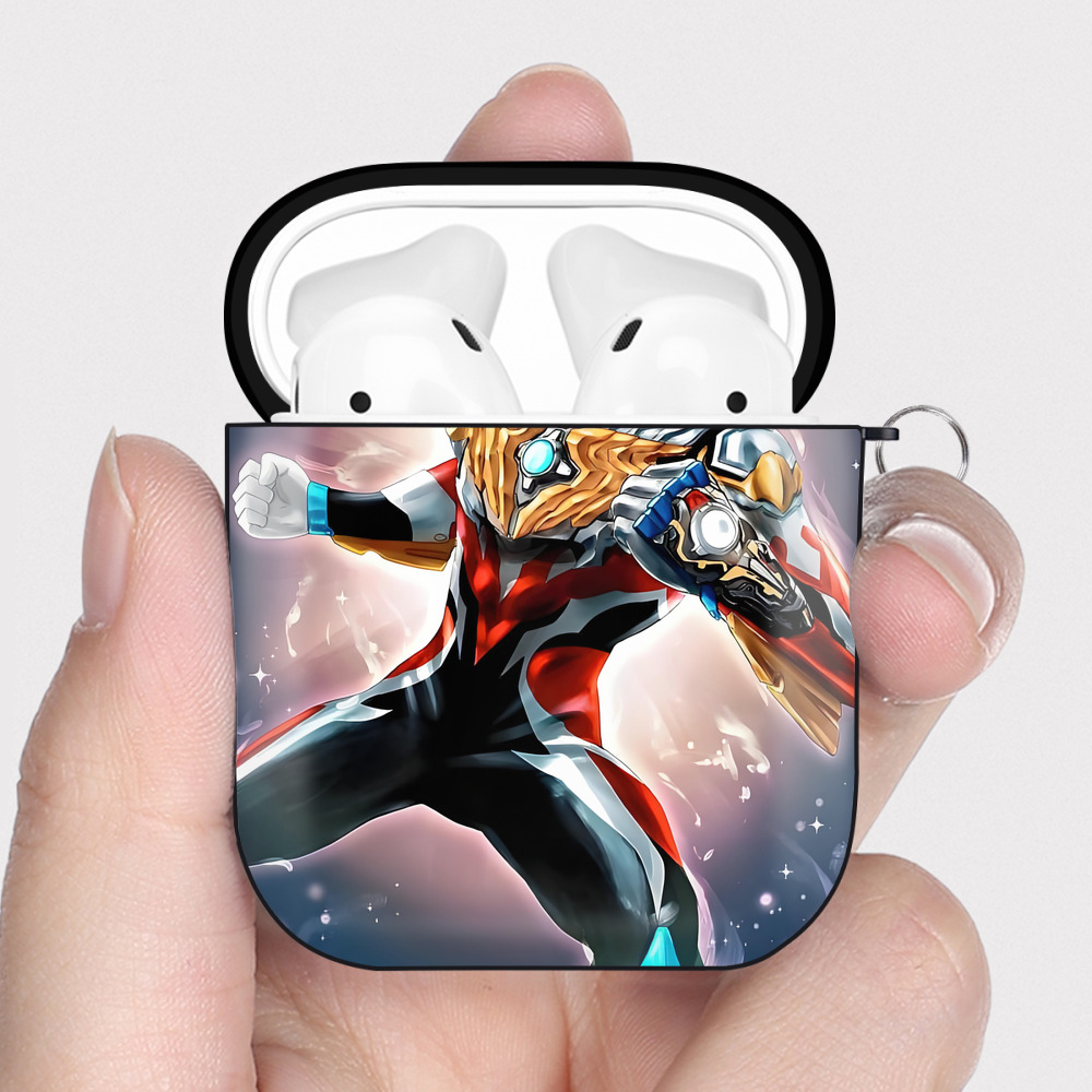 （画像用） ウルトラマン Ultraman AirPods 第2世代保護ケース ハードシェル ブラック 耐衝撃・防指紋・カラビナ付き