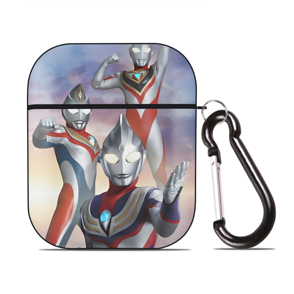 （画像用） ウルトラマン Ultraman AirPods 第2世代保護ケース ハードシェル ブラック 耐衝撃・防指紋・カラビナ付き