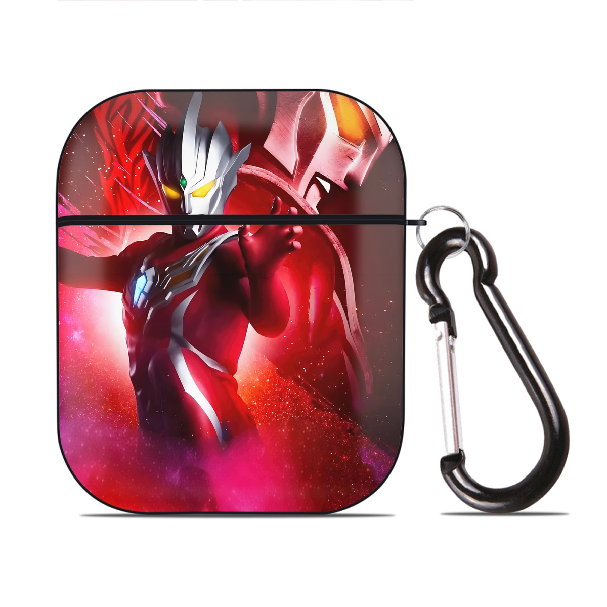 （画像用） ウルトラマン Ultraman AirPods 第2世代保護ケース ハードシェル ブラック 耐衝撃・防指紋・カラビナ付き
