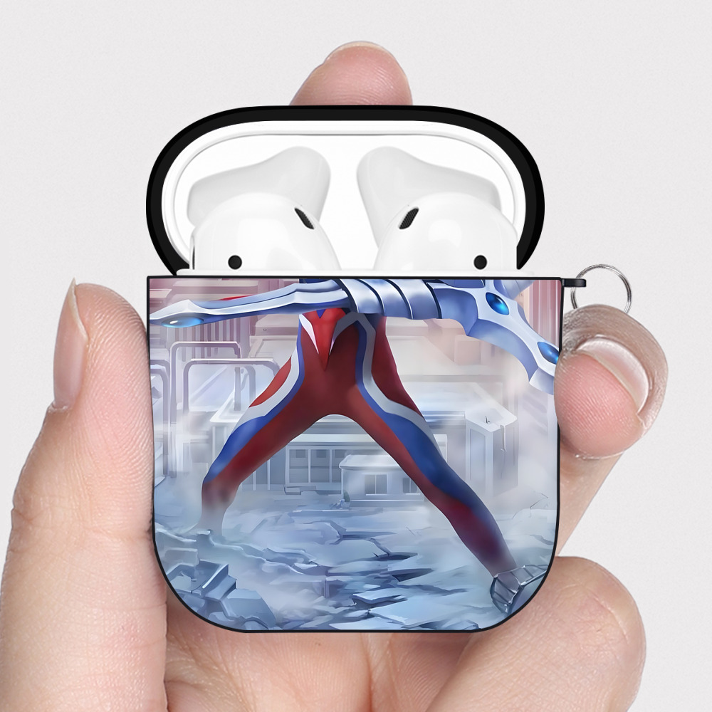 （画像用） ウルトラマン Ultraman AirPods 第2世代保護ケース ハードシェル ブラック 耐衝撃・防指紋・カラビナ付き