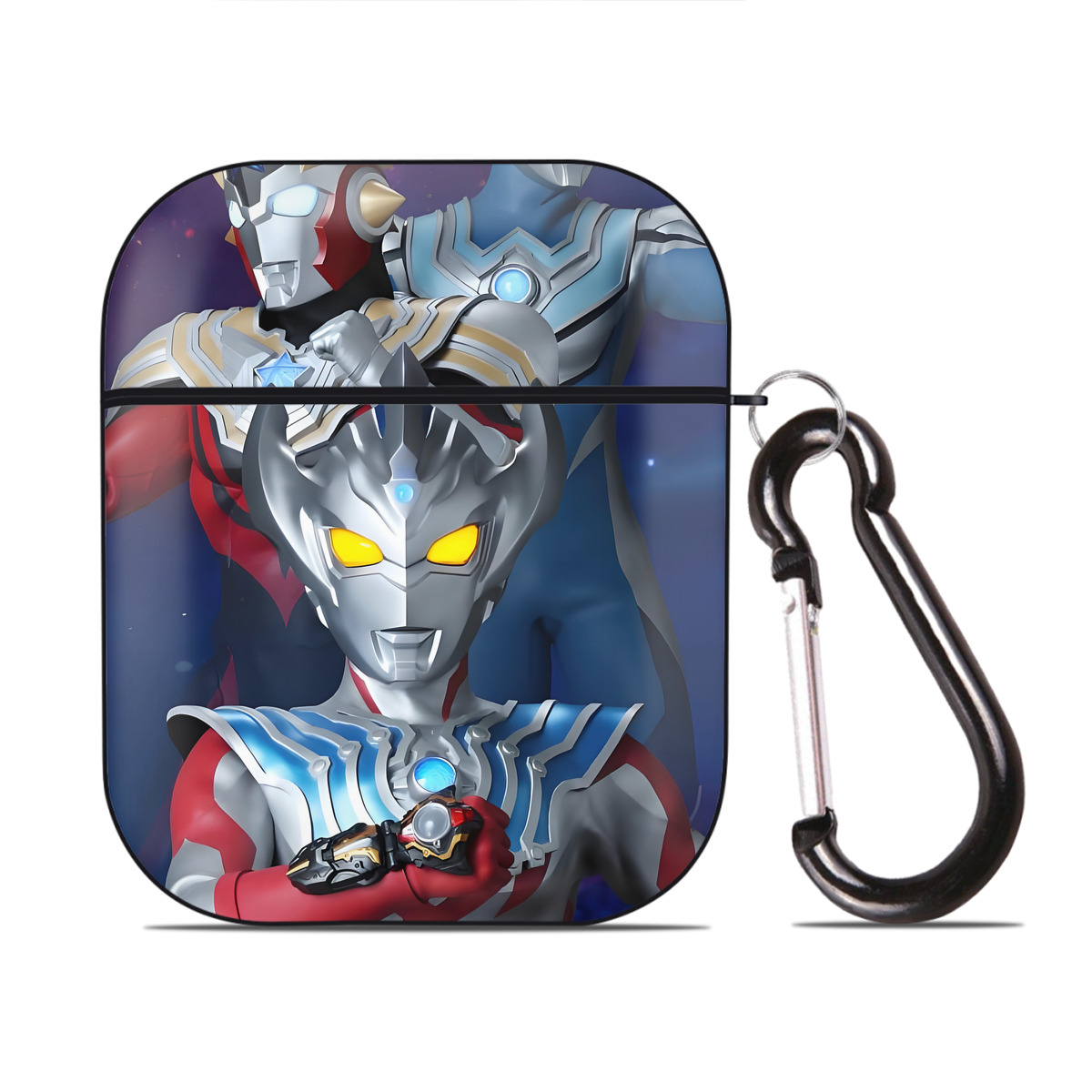 （画像用） ウルトラマン Ultraman AirPods 第2世代保護ケース ハードシェル ブラック 耐衝撃・防指紋・カラビナ付き