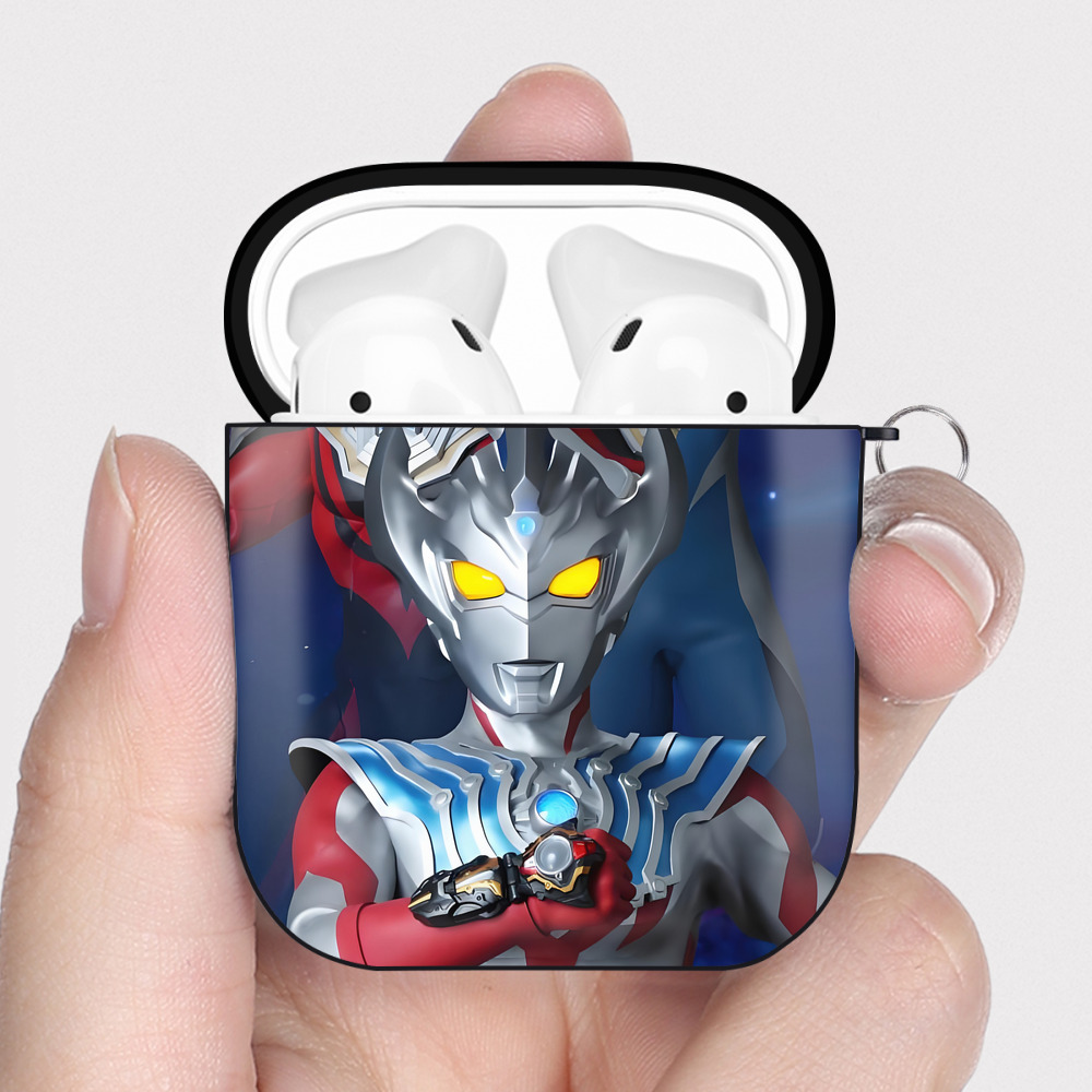（画像用） ウルトラマン Ultraman AirPods 第2世代保護ケース ハードシェル ブラック 耐衝撃・防指紋・カラビナ付き