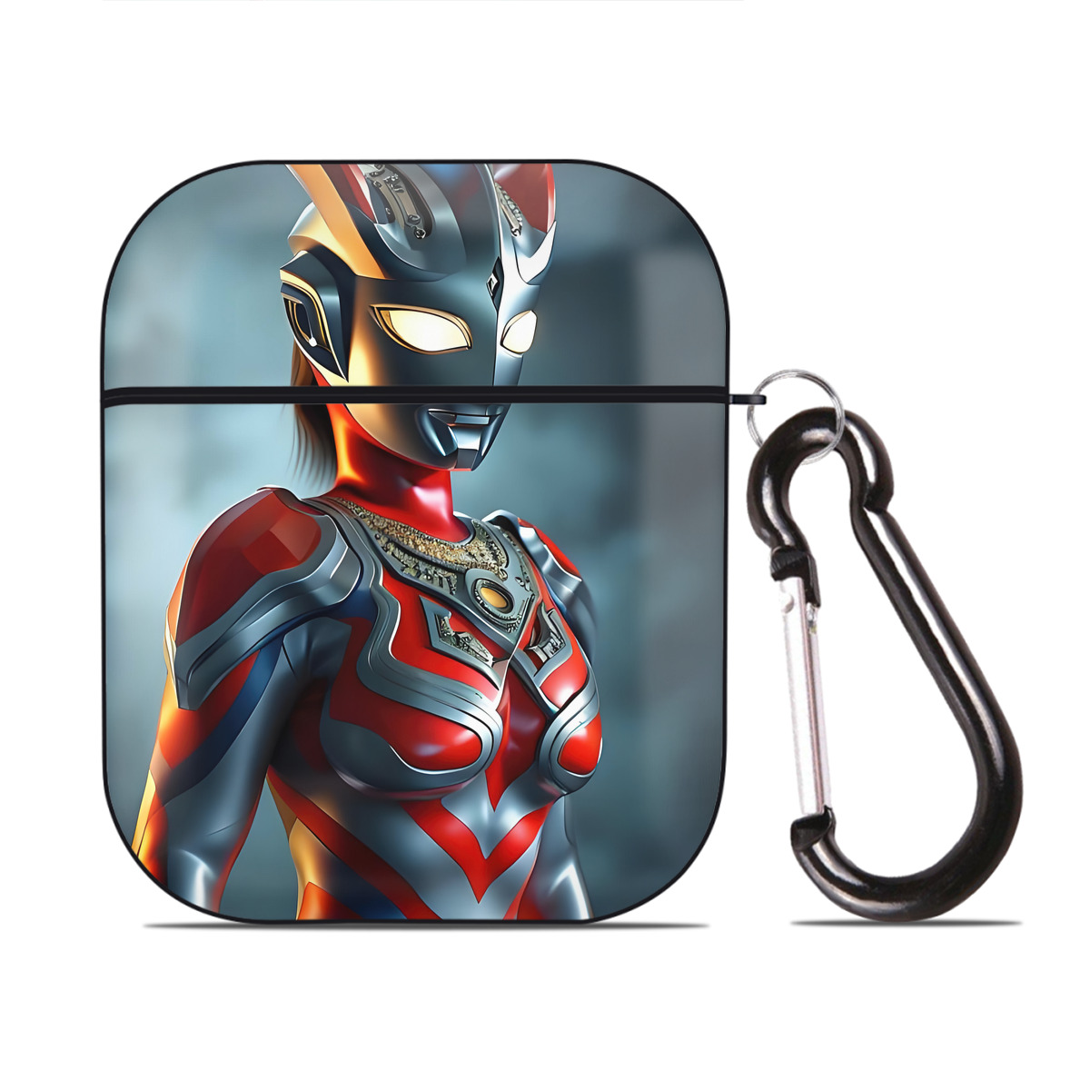 （画像用） ウルトラマン Ultraman AirPods 第2世代保護ケース ハードシェル ブラック 耐衝撃・防指紋・カラビナ付き